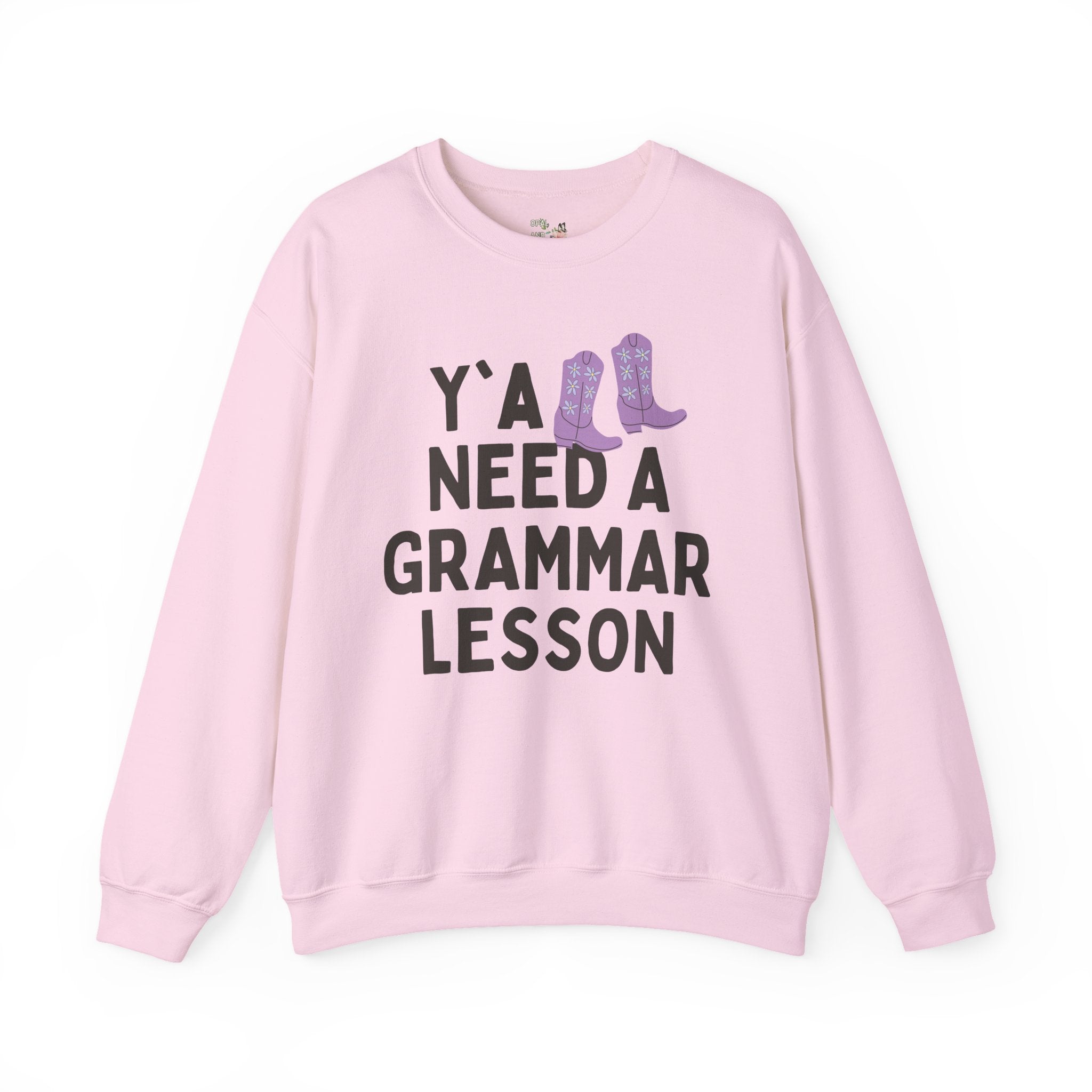 Grammar Teacher Sweatshirt, Funny Saying and Western Aesthetic: Y'all Need a Grammar Lesson, Silly ELA English Language Arts Teacher Shirt - Opal and June