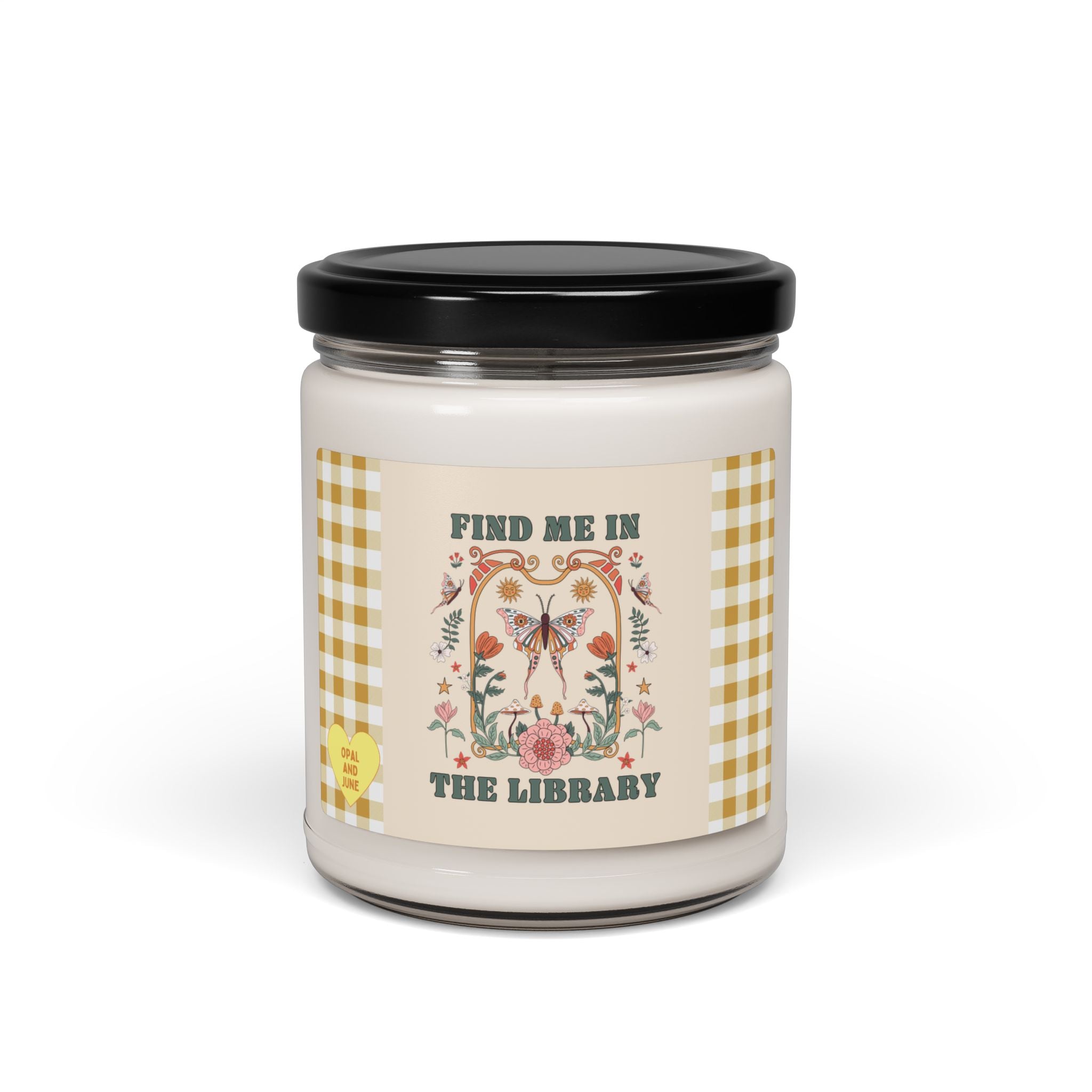 Groovy Boho Aesthetic Candle for Romance Reader or Book Author: Find Me In The Library | Cute Cottagecore Candle, English or History Major - Opal and June