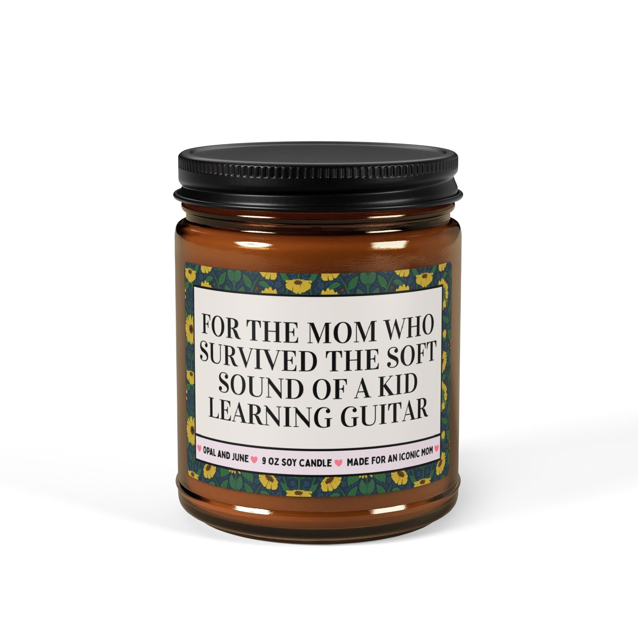Guitar Mom Thank You Candle for Mom of Teen Who Plays Guitar, 9 Oz Soy Candle for Band Mom or Mom of Teenagers, Senior Band Night Gift - Opal and June