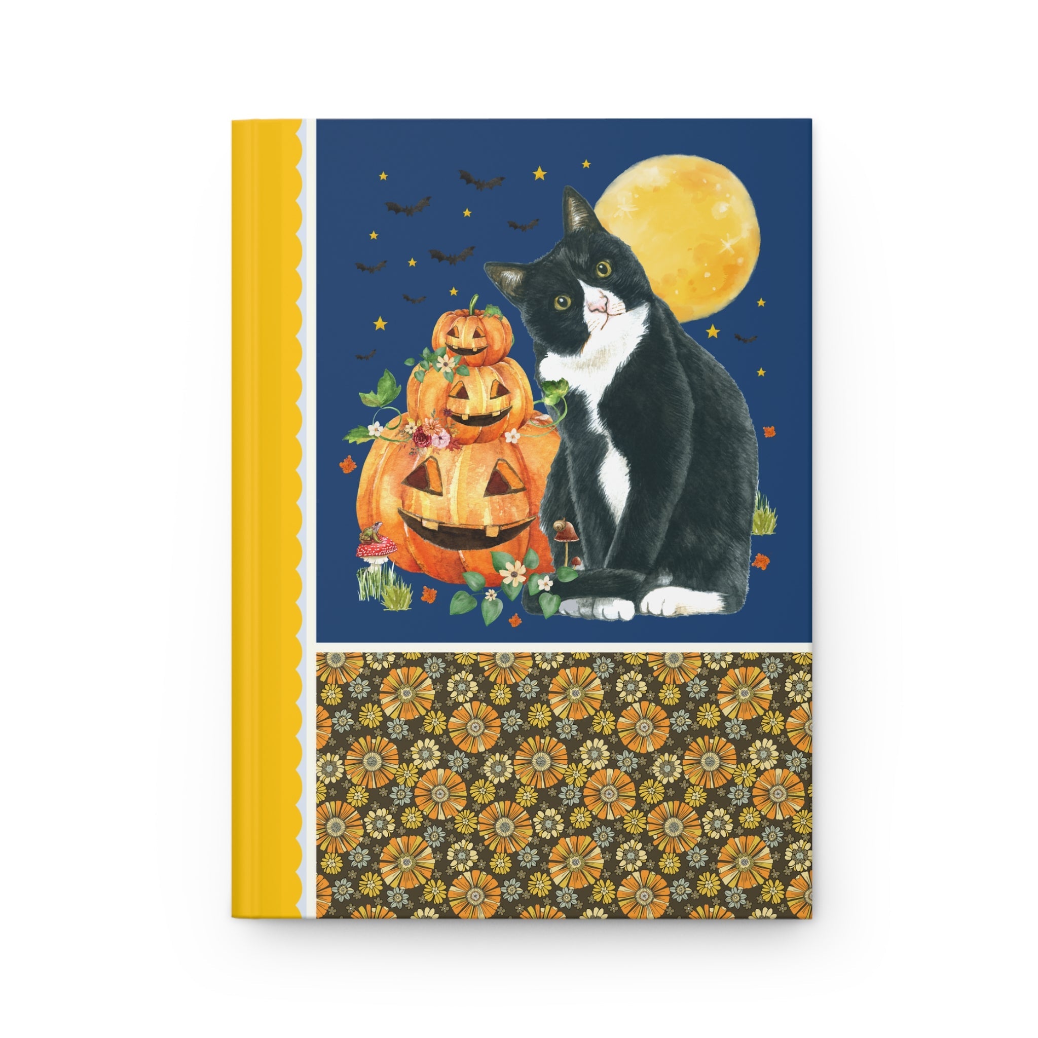 Halloween Cat Lover Notebook with Pumpkins and Bats: 90s Aesthetic Goblincore Cat Mom or Cat Dad Journal for Spooky Season, Animal Lover Gift - Opal and June