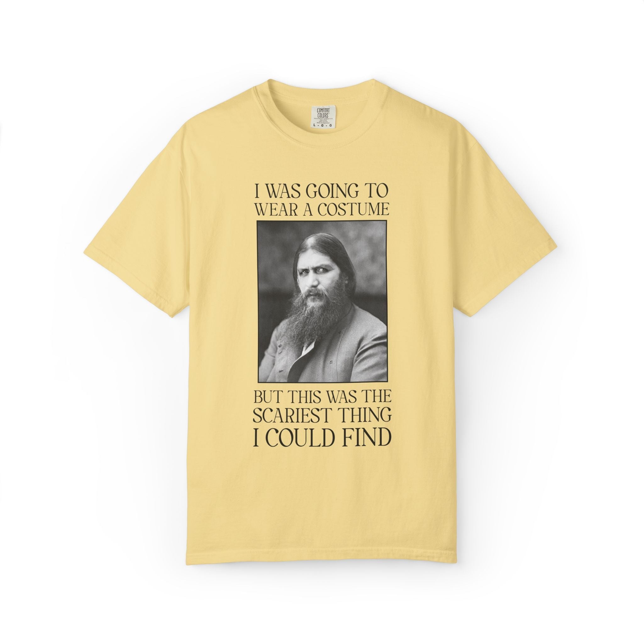 Halloween History Buff Tee Shirt with Rasputin: Russian World War I Era History, Early 1900s History Lover Gift, Scariest Thing I Could Find - Opal and June