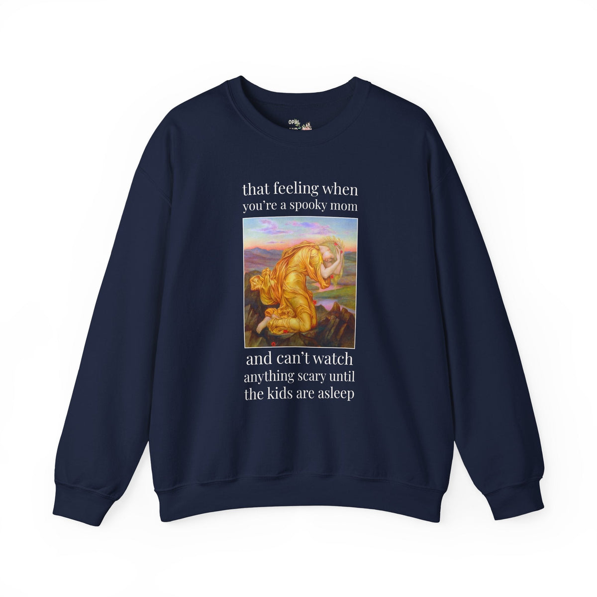 Halloween Mom Sweatshirt with Famous Painting by Evelyn de Morgan: When You're a Spooky Mom True Crime History Buff Shirt, Scary Movie Lover - Opal and June