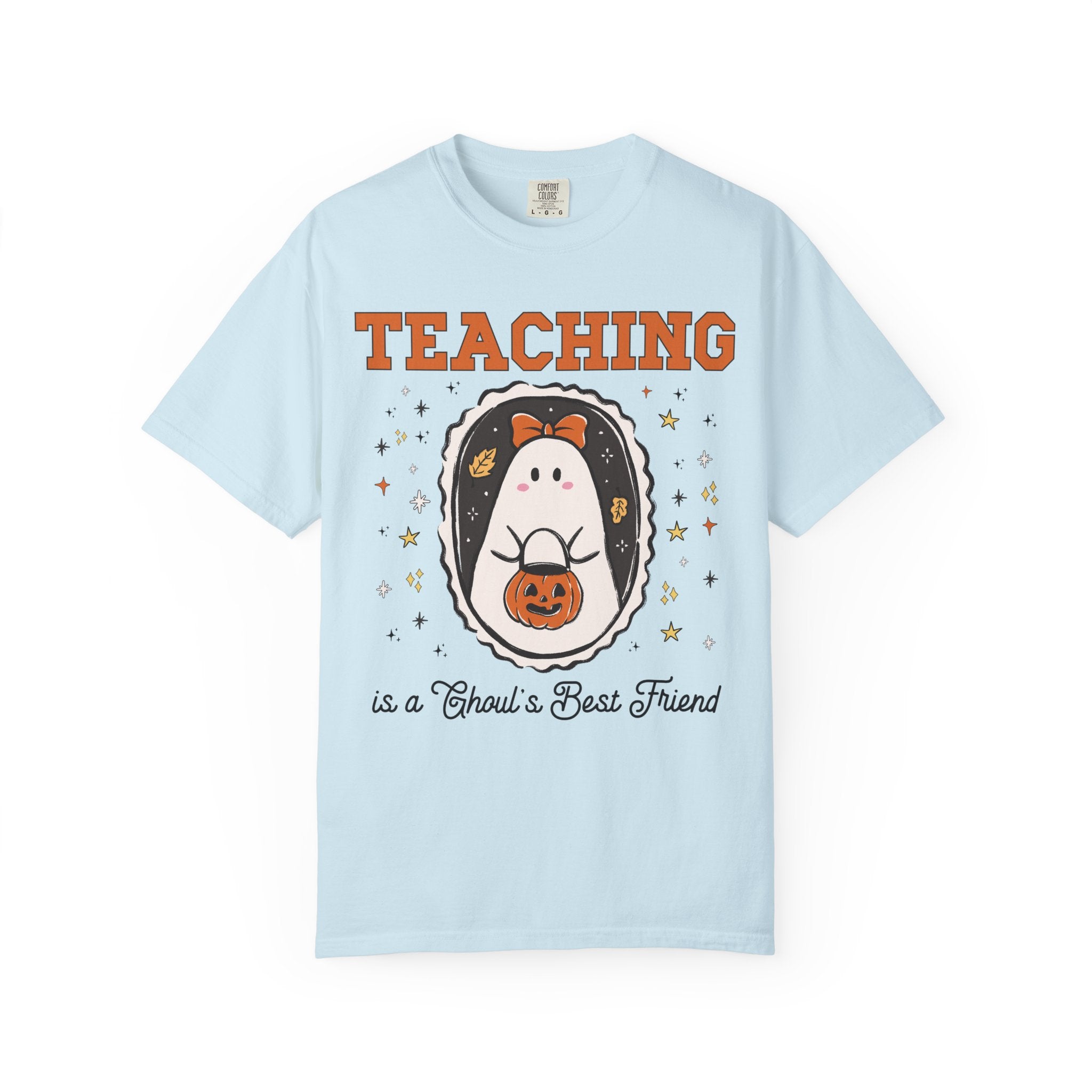 Halloween Teacher T-Shirt for High School Teacher or Middle School Teacher Team, Funny Elementary School Fall Shirt with Stars, Junior High - Opal and June