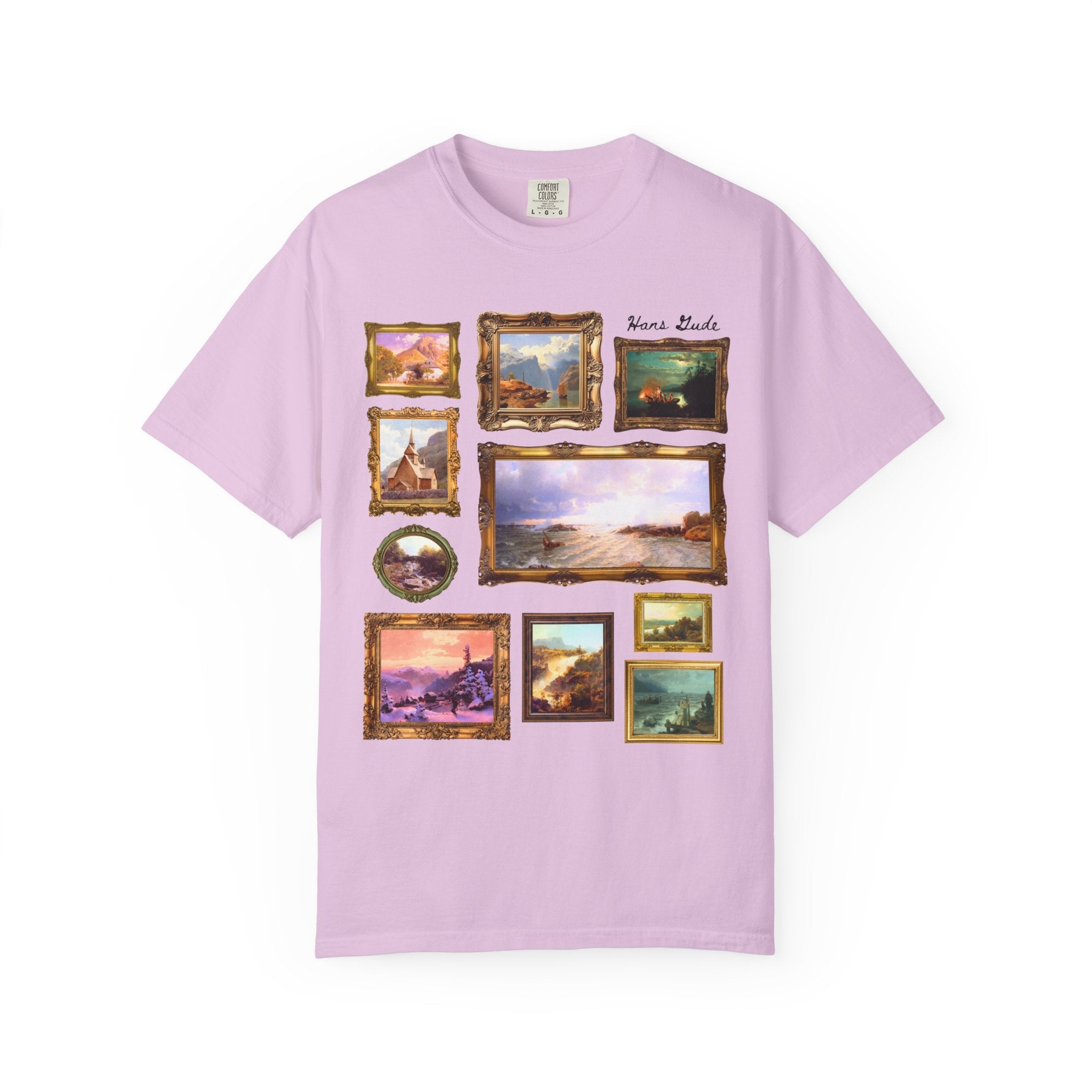 Hans Gude Art History Tee, Norwegian Romantic Nationalism Art Movement, European Art History Lover Gift, Tee of Colorful Landscape Paintings - Opal and June