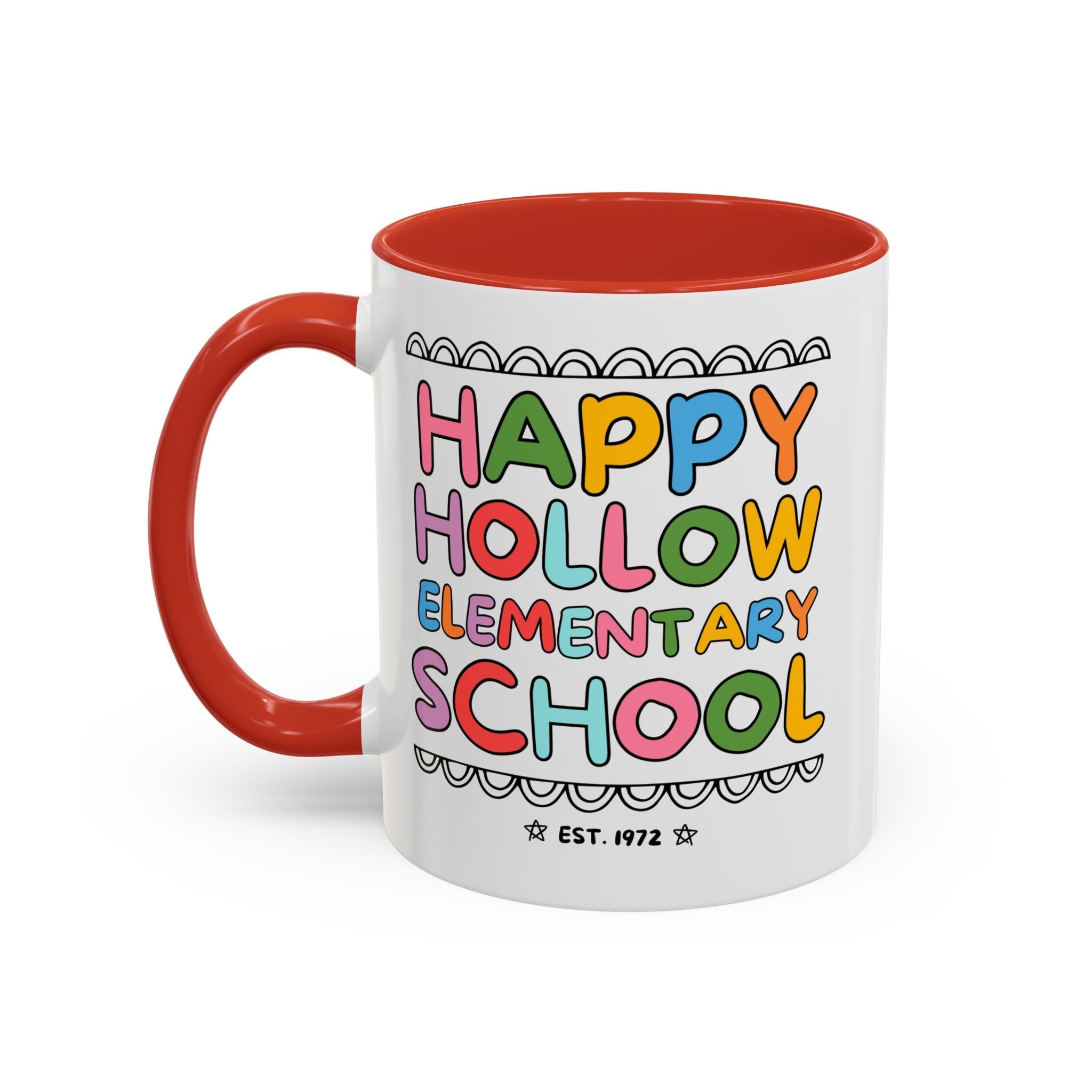 Happy Hollow Elementary 11 Oz Coffee Mug: Rainbow Letters - Opal and June