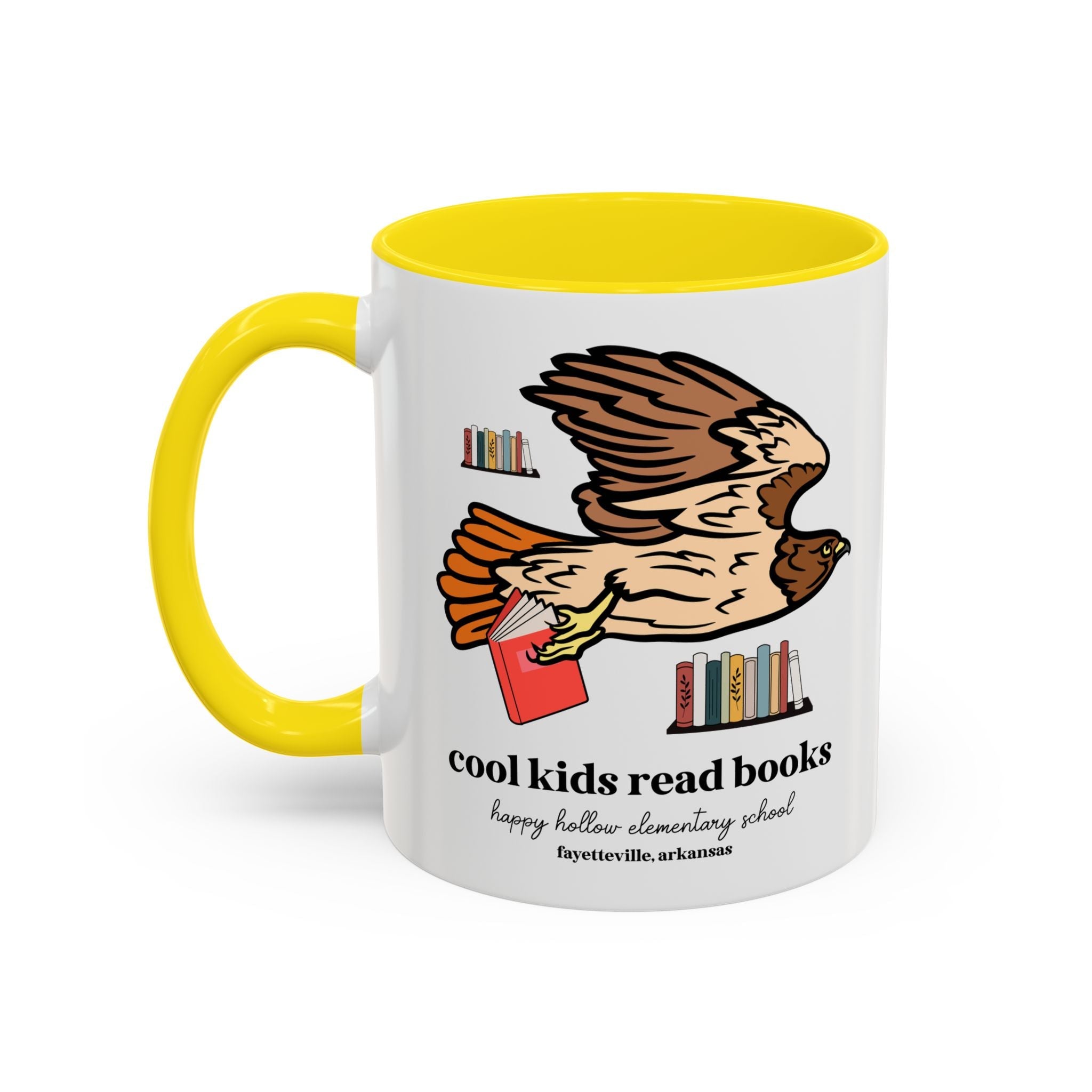 Happy Hollow Elementary School 11 Oz Coffee Mug: Cool Kids Read Books | FPS + Opal and June Coffee Mug, Fayetteville Public Schools - Opal and June