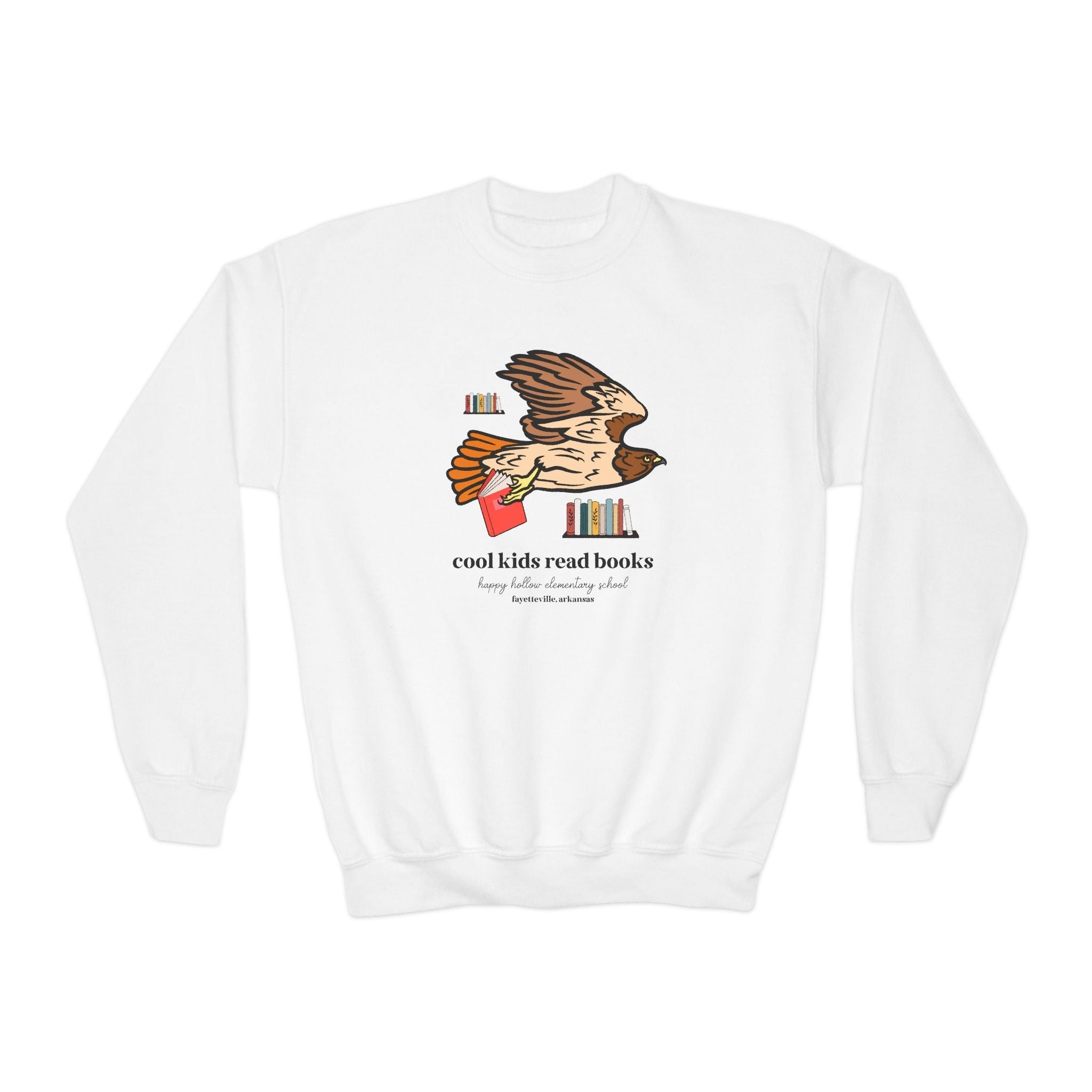 Happy Hollow Elementary School Kids Sweatshirt: Cool Kids Read Books | FPS + Opal and June Kids Sweatshirt, Fayetteville Public Schools - Opal and June