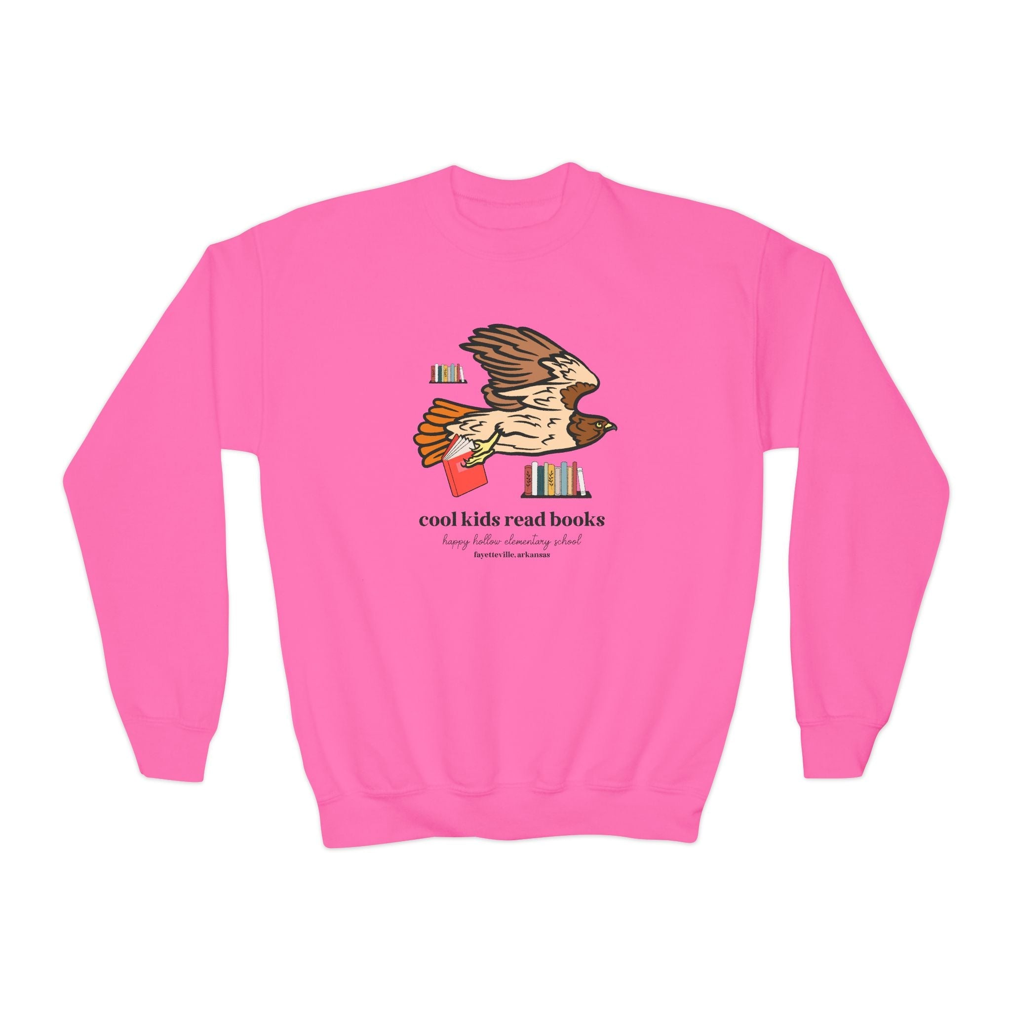 Happy Hollow Elementary School Kids Sweatshirt: Cool Kids Read Books | FPS + Opal and June Kids Sweatshirt, Fayetteville Public Schools - Opal and June