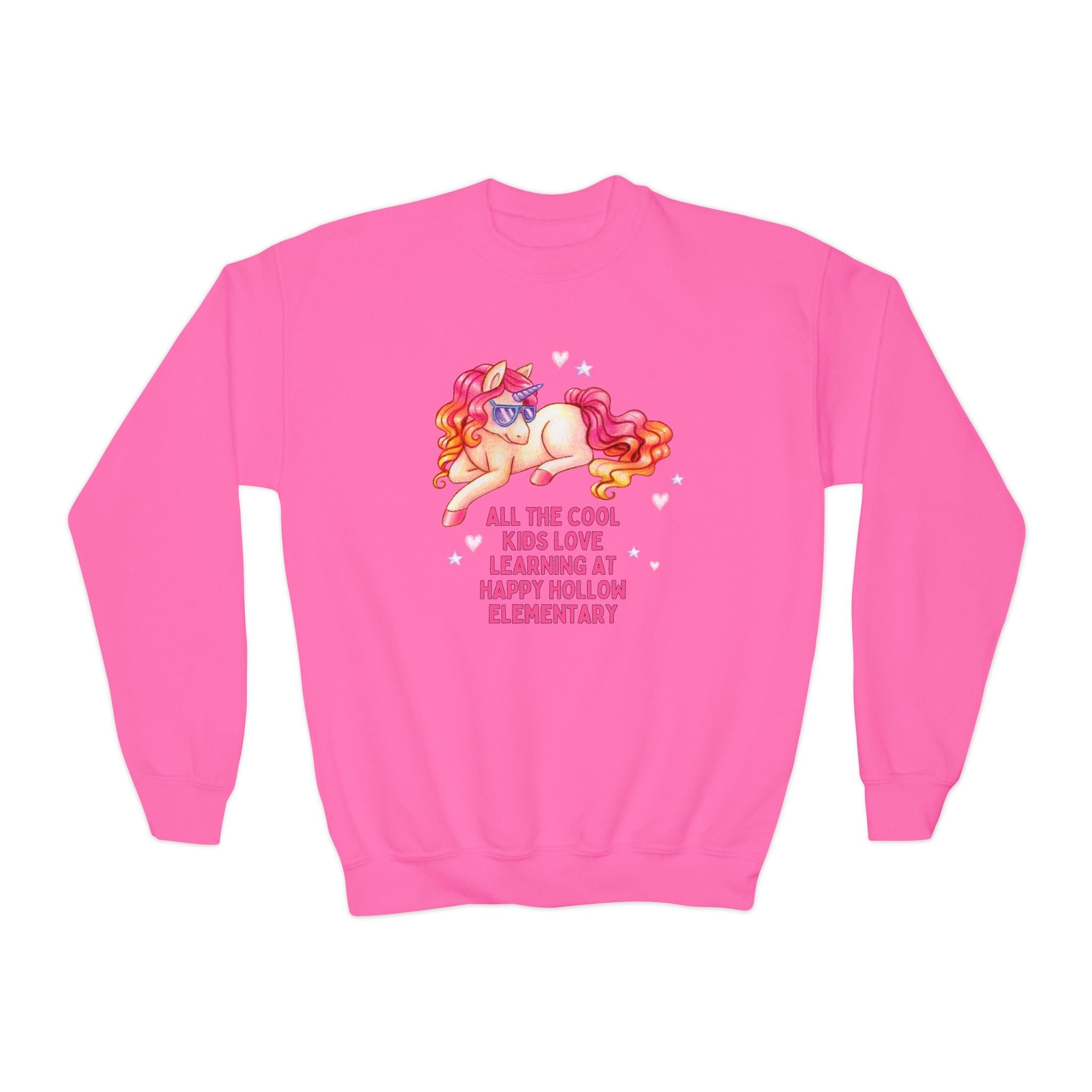Happy Hollow Elementary School Kids Sweatshirt: Cool Kids Unicorn | FPS + Opal and June Sweatshirt, Fayetteville Public Schools - Opal and June