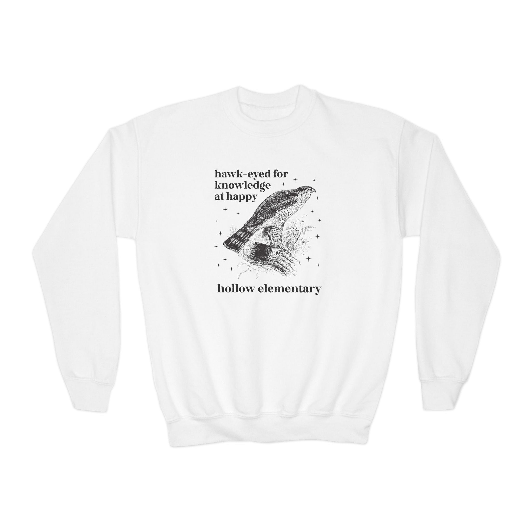 Happy Hollow Elementary School Kids Sweatshirt: Hawk Eyed for Knowledge | FPS + Opal and June Kids Sweatshirt, Fayetteville Public Schools - Opal and June