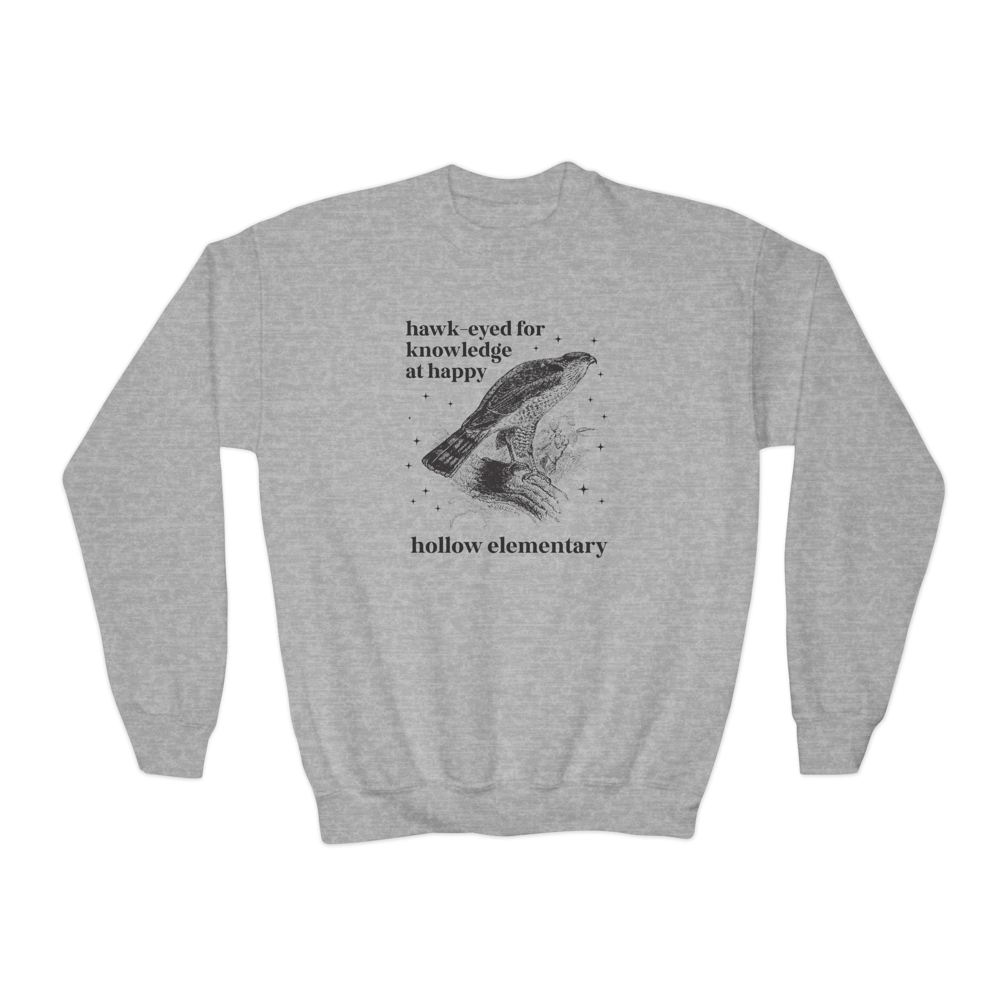 Happy Hollow Elementary School Kids Sweatshirt: Hawk Eyed for Knowledge | FPS + Opal and June Kids Sweatshirt, Fayetteville Public Schools - Opal and June