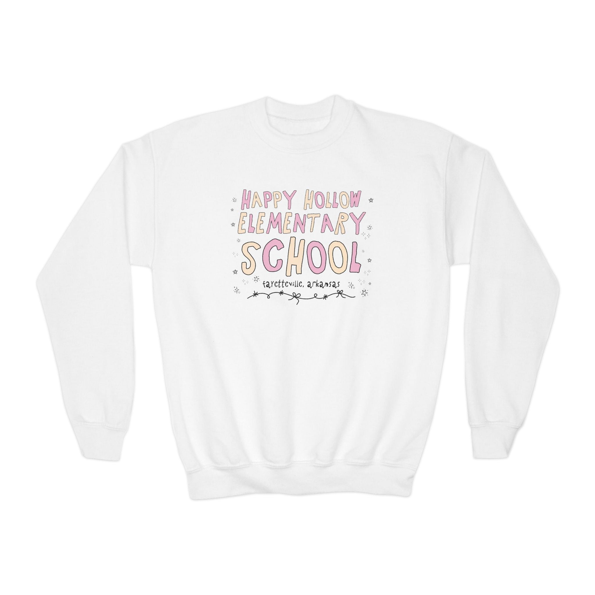 Happy Hollow Elementary School Kids Sweatshirt: Pink and Beige - Opal and June