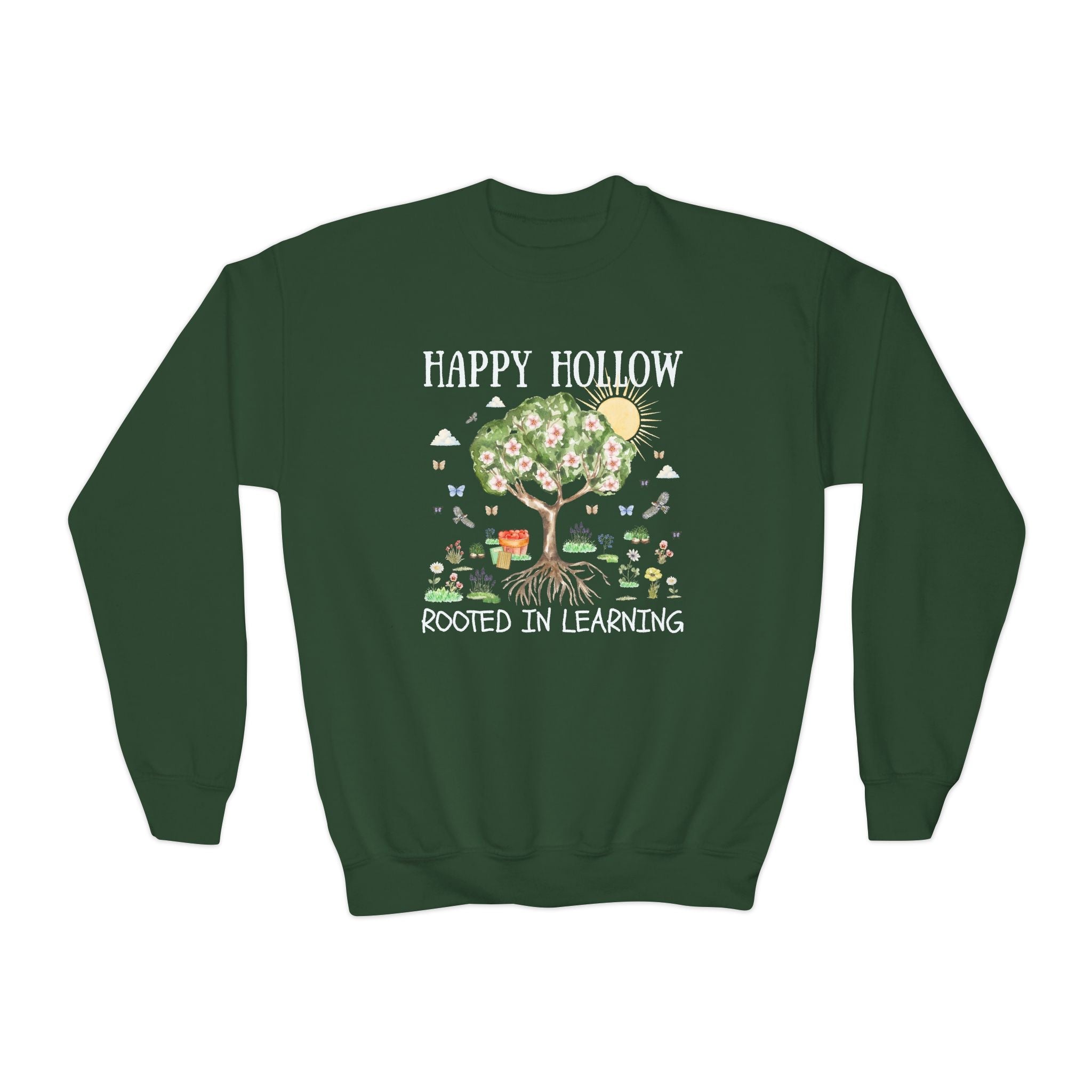 Happy Hollow Elementary School Kids Sweatshirt: Rooted in Learning | FPS + Opal and June Kids Sweatshirt, Fayetteville Public Schools - Opal and June