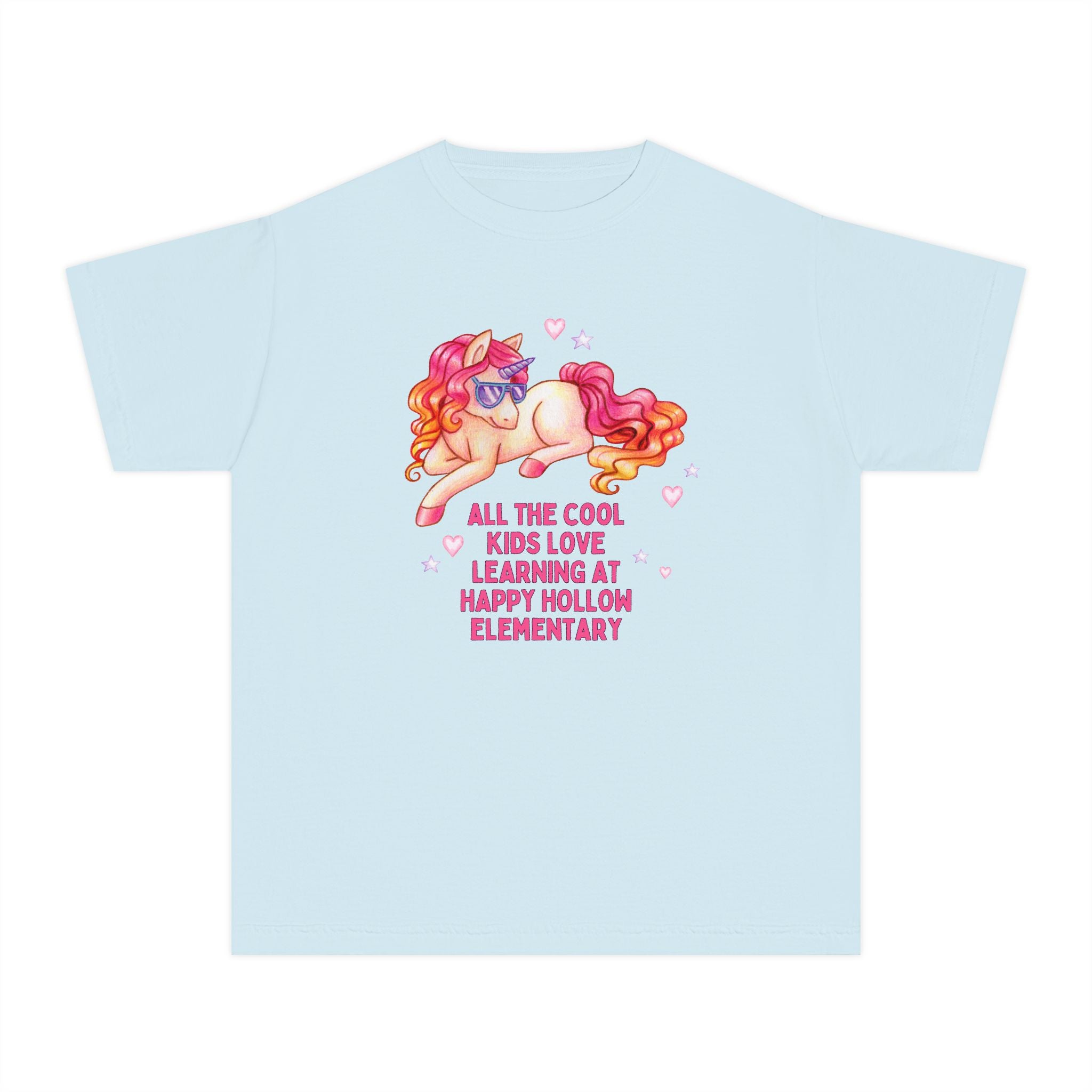 Happy Hollow Elementary School Kids Tee Shirt: Cool Kids Unicorn | FPS + Opal and June T-Shirt, Fayetteville Public Schools - Opal and June