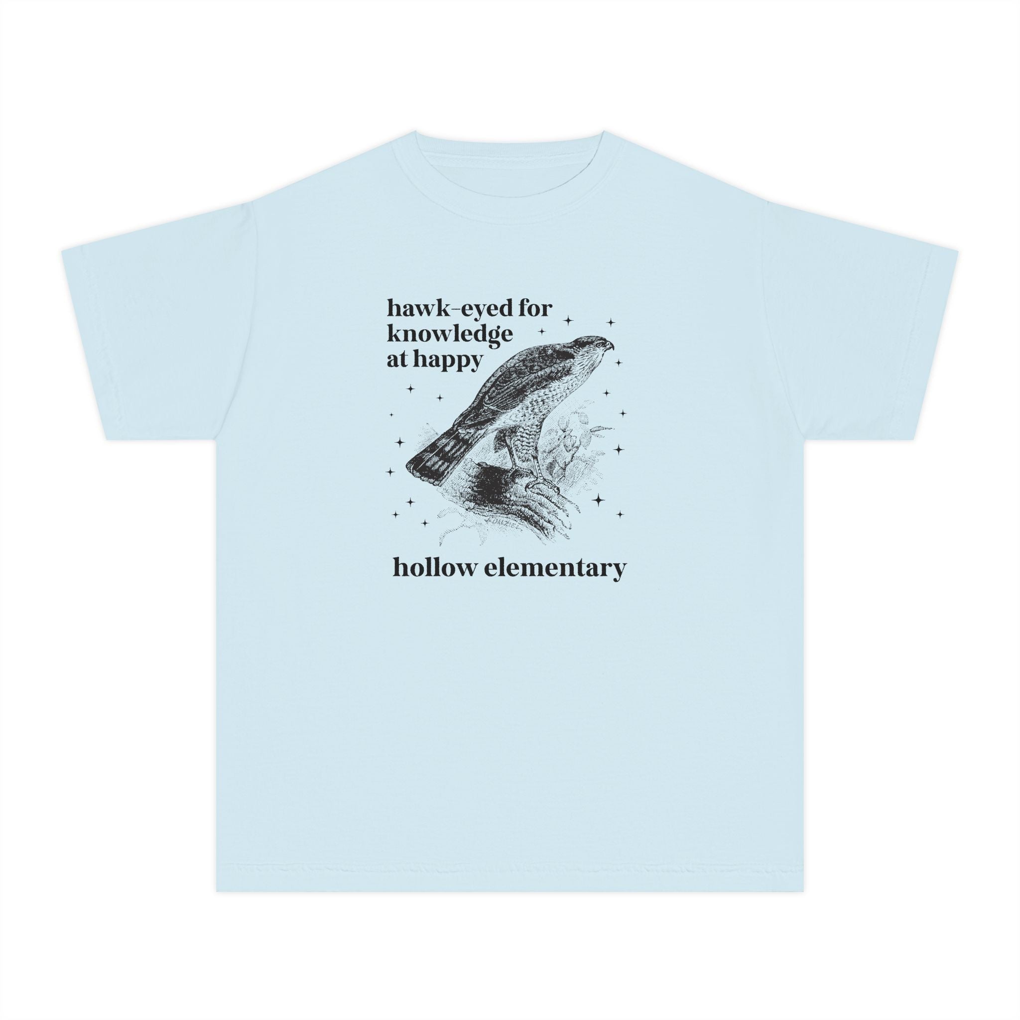 Happy Hollow Elementary School Kids Tee Shirt: Hawk Eyed for Knowledge | FPS + Opal and June Kids T-Shirt, Fayetteville Public Schools - Opal and June