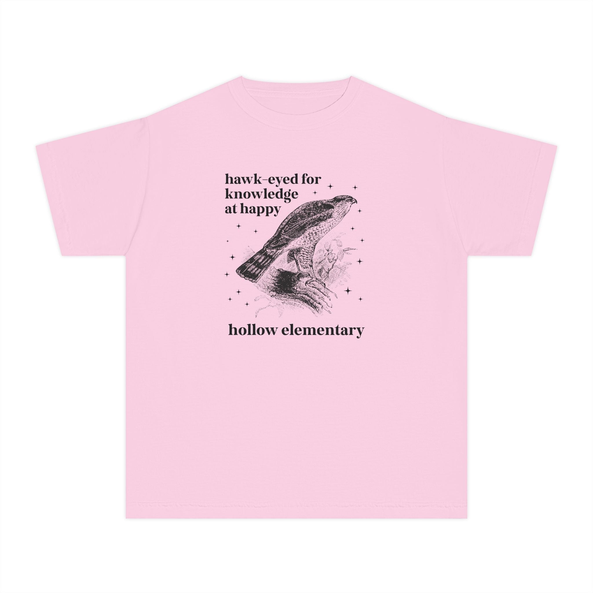 Happy Hollow Elementary School Kids Tee Shirt: Hawk Eyed for Knowledge | FPS + Opal and June Kids T-Shirt, Fayetteville Public Schools - Opal and June