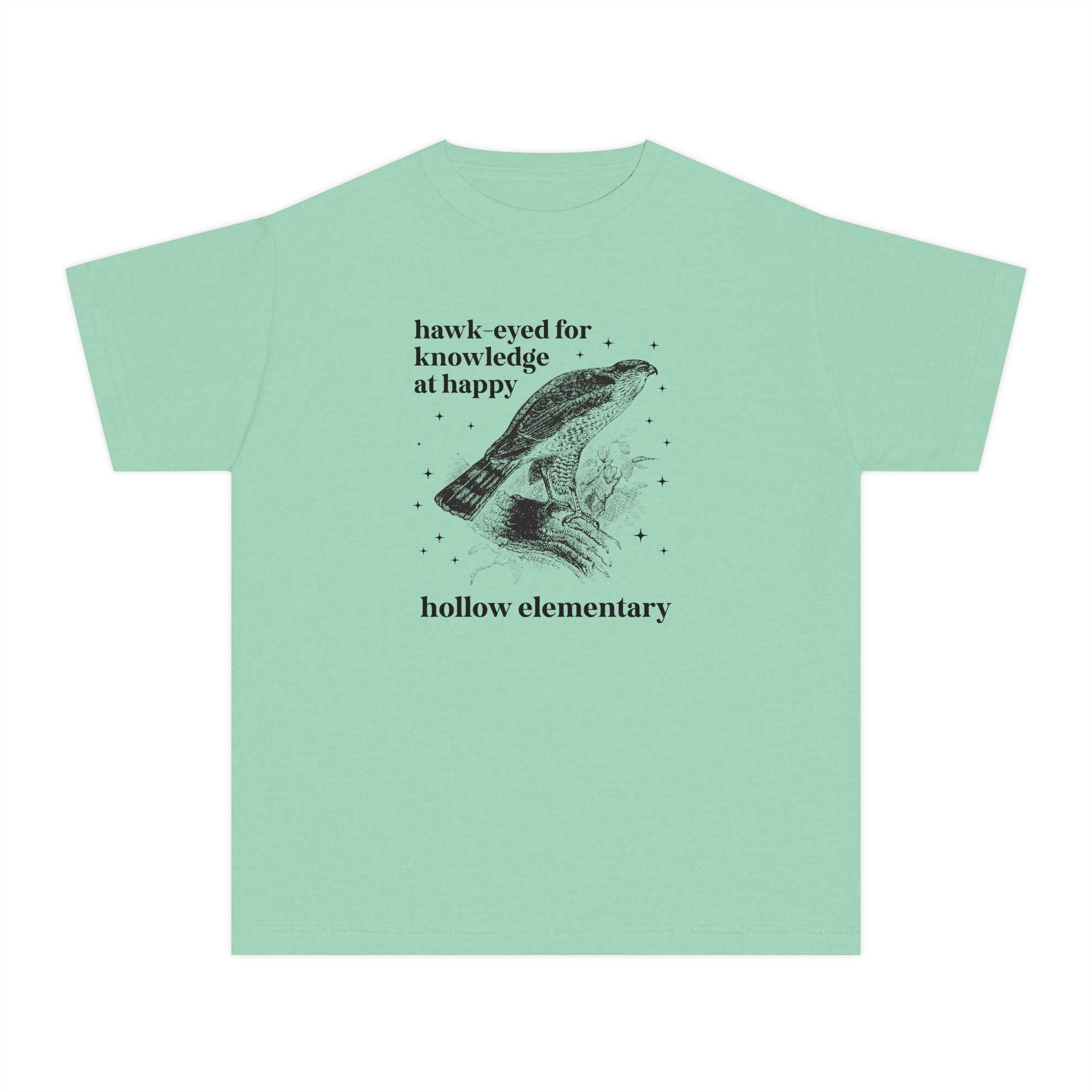 Happy Hollow Elementary School Kids Tee Shirt: Hawk Eyed for Knowledge | FPS + Opal and June Kids T-Shirt, Fayetteville Public Schools - Opal and June