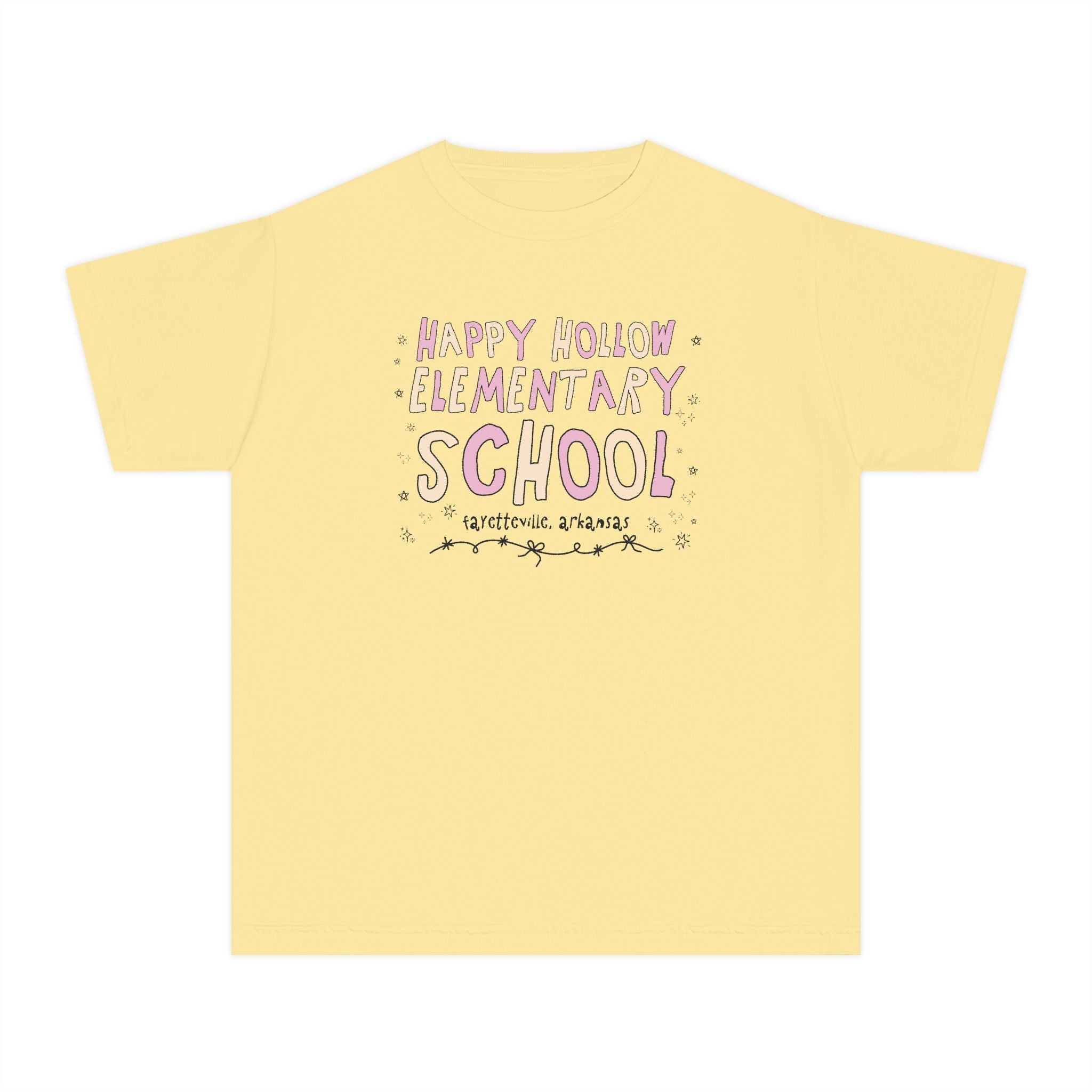 Happy Hollow Elementary School Kids Tee Shirt: Pink and Beig - Opal and June