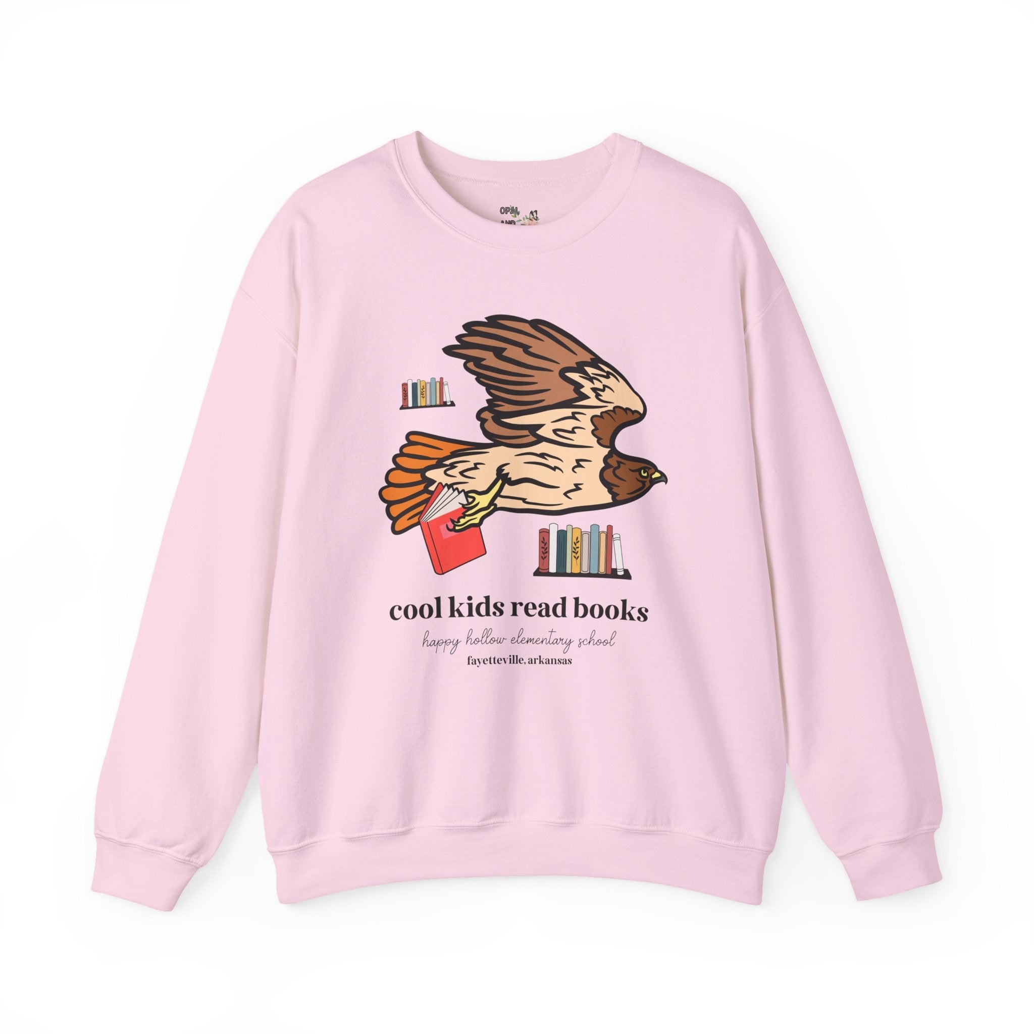 Happy Hollow Elementary School Sweatshirt: Cool Kids Read Books | FPS + Opal and June Sweatshirt, Fayetteville Public Schools - Opal and June