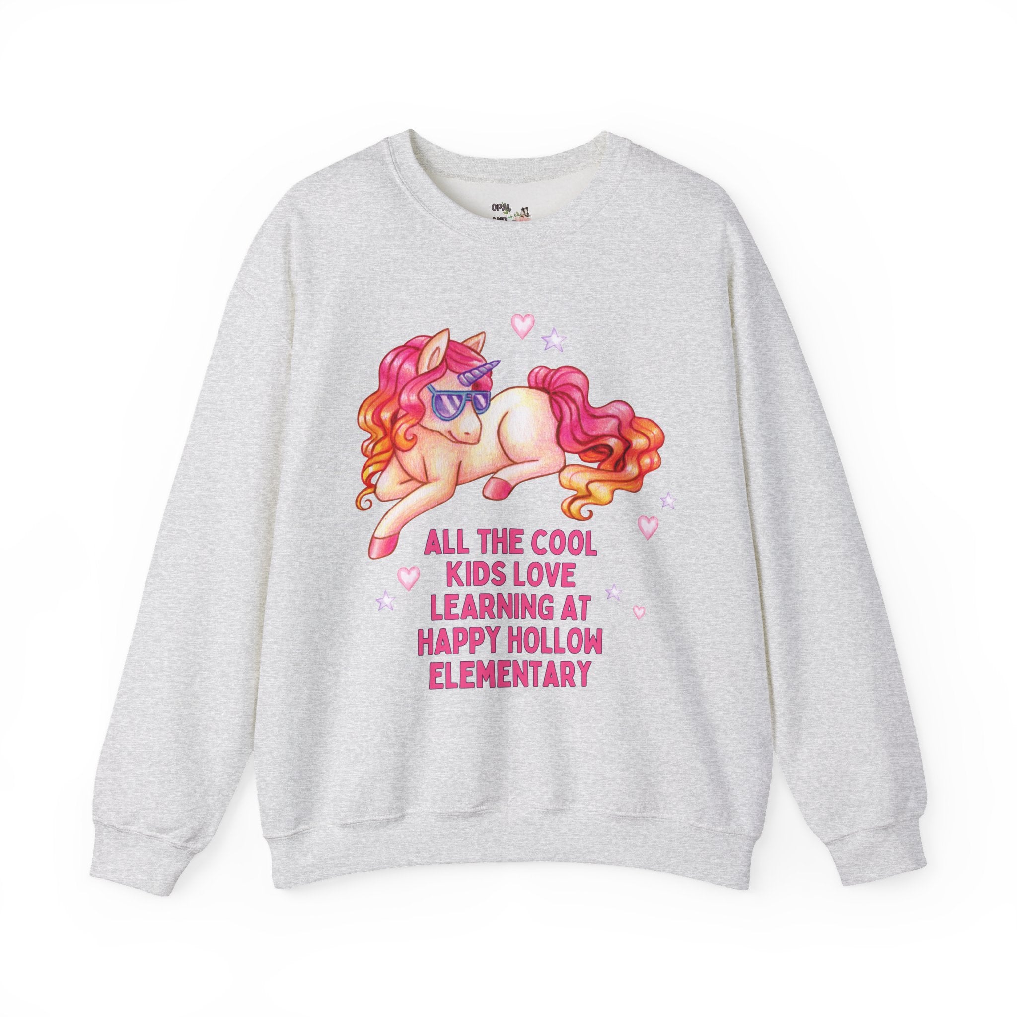 Happy Hollow Elementary School Sweatshirt: Cool Kids Unicorn | FPS + Opal and June Sweatshirt, Fayetteville Public Schools - Opal and June