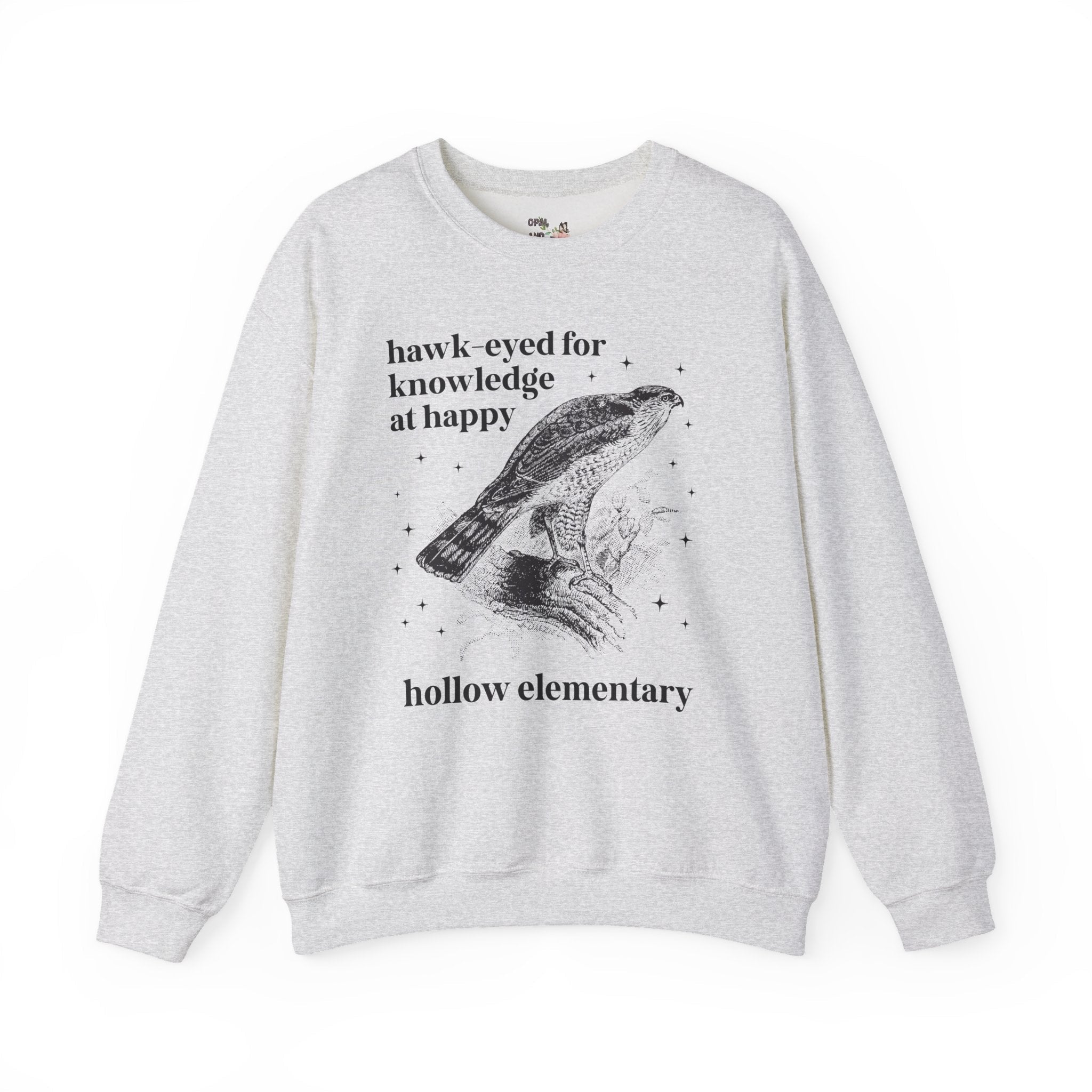 Happy Hollow Elementary School Sweatshirt: Hawk Eyed for Knowledge | FPS + Opal and June Sweatshirt, Fayetteville Public Schools - Opal and June