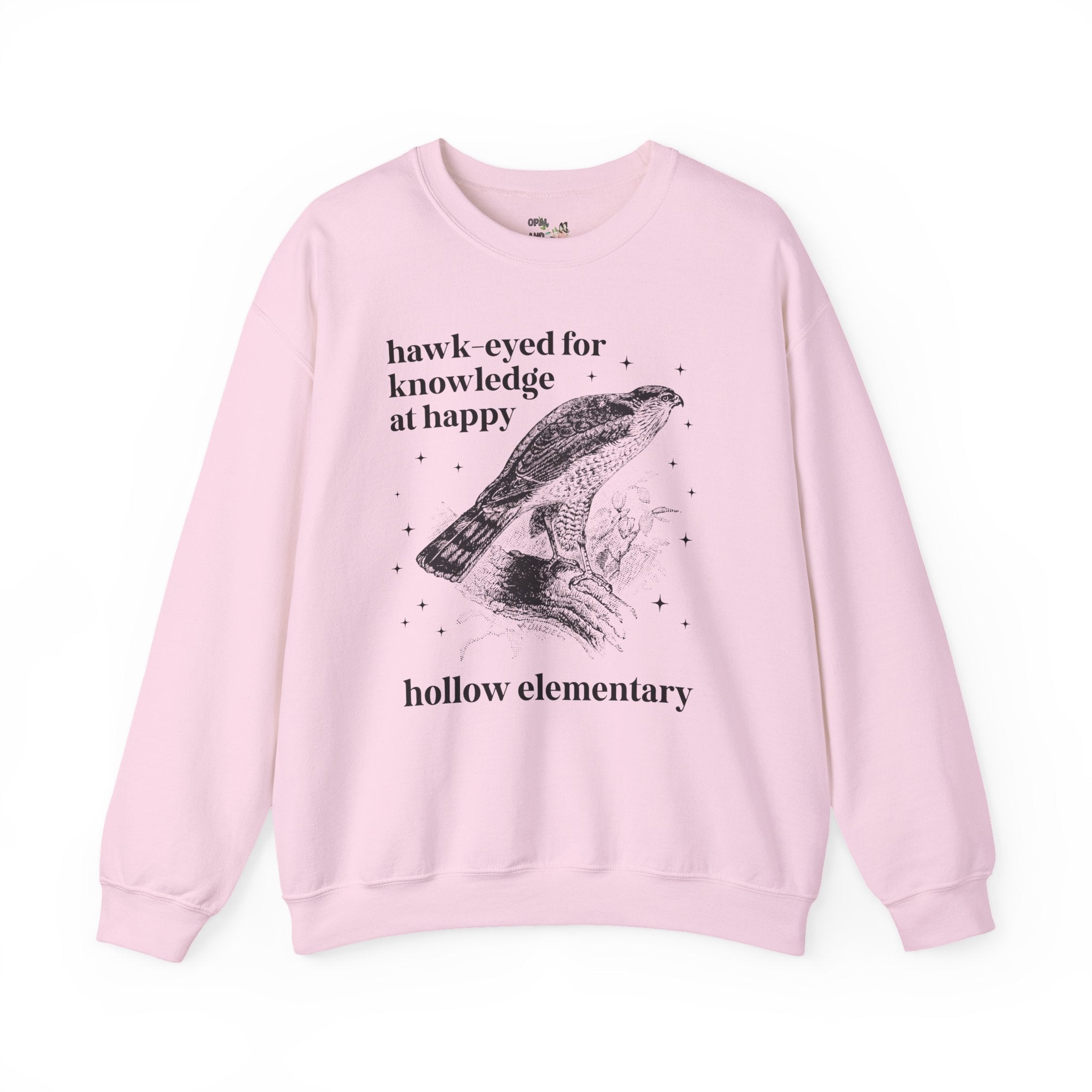 Happy Hollow Elementary School Sweatshirt: Hawk Eyed for Knowledge | FPS + Opal and June Sweatshirt, Fayetteville Public Schools - Opal and June