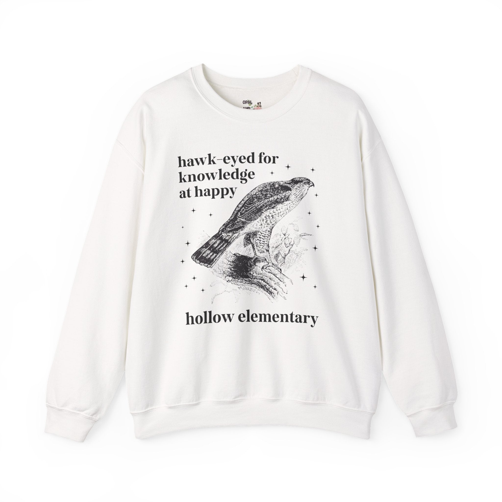 Happy Hollow Elementary School Sweatshirt: Hawk Eyed for Knowledge | FPS + Opal and June Sweatshirt, Fayetteville Public Schools - Opal and June