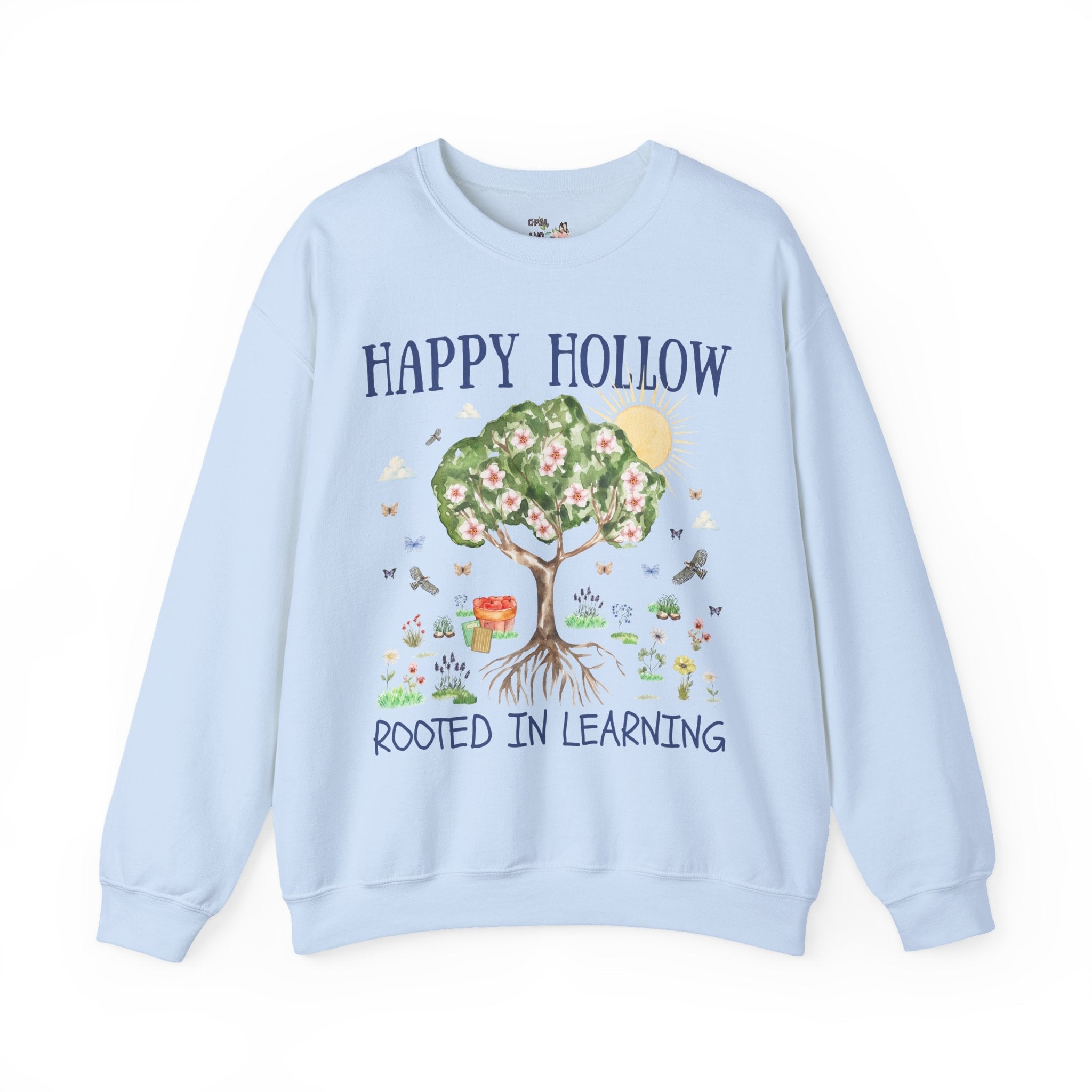 Happy Hollow Elementary School Sweatshirt: Rooted in Learning | FPS + Opal and June Sweatshirt, Fayetteville Public Schools - Opal and June