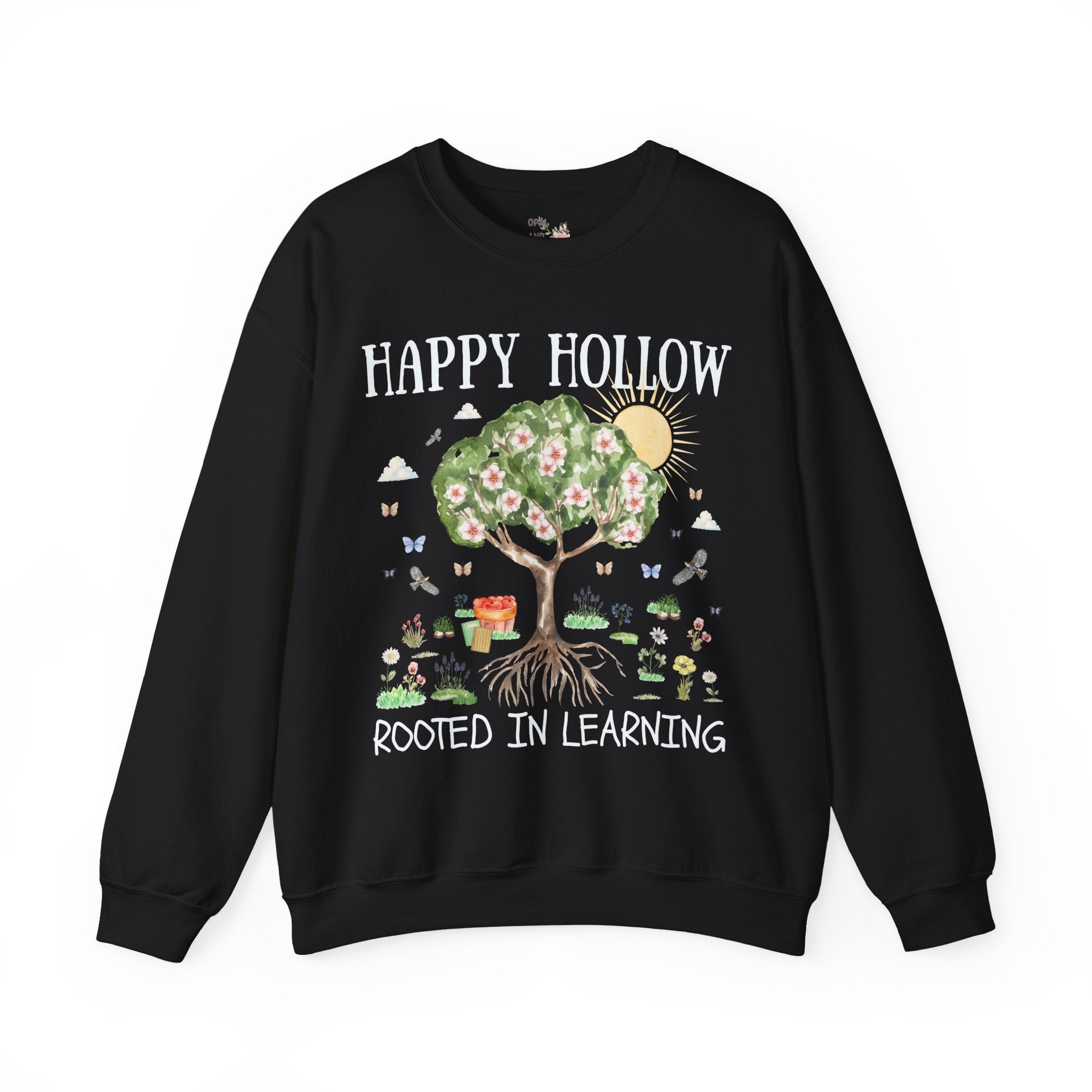 Happy Hollow Elementary School Sweatshirt: Rooted in Learning | FPS + Opal and June Sweatshirt, Fayetteville Public Schools - Opal and June