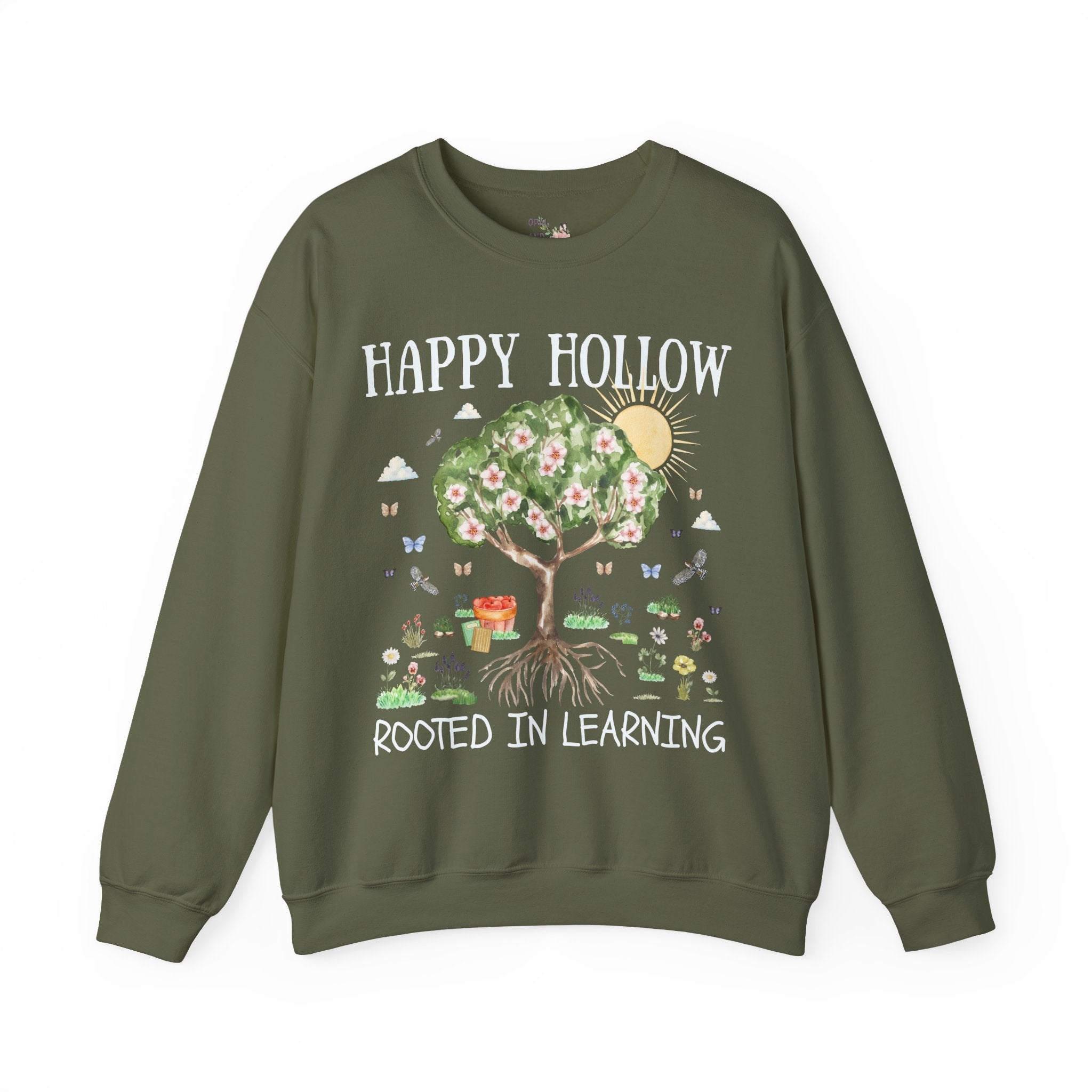 Happy Hollow Elementary School Sweatshirt: Rooted in Learning | FPS + Opal and June Sweatshirt, Fayetteville Public Schools - Opal and June