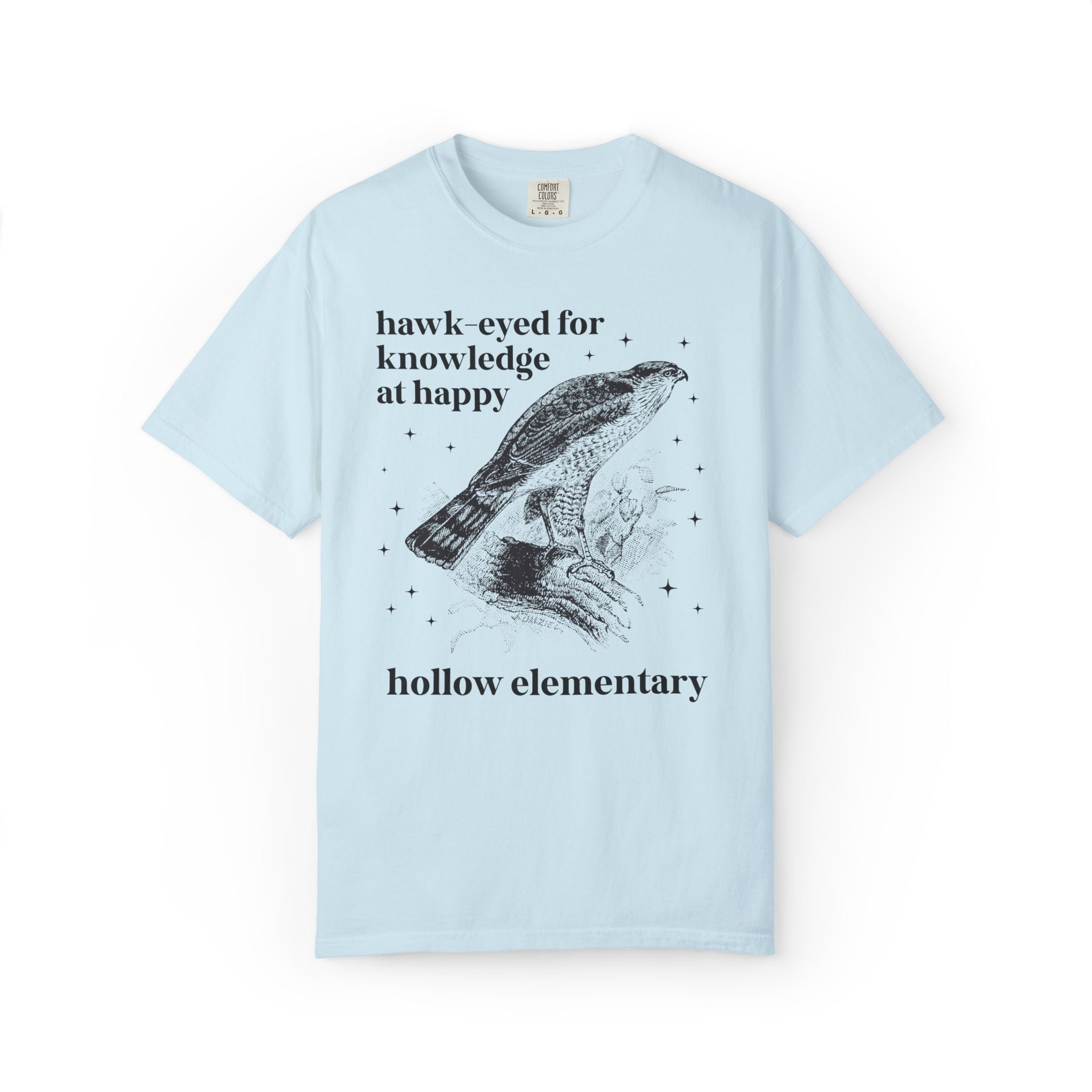 Happy Hollow Elementary School Tee Shirt: Hawk Eyed for Knowledge | FPS + Opal and June T-Shirt, Fayetteville Public Schools - Opal and June