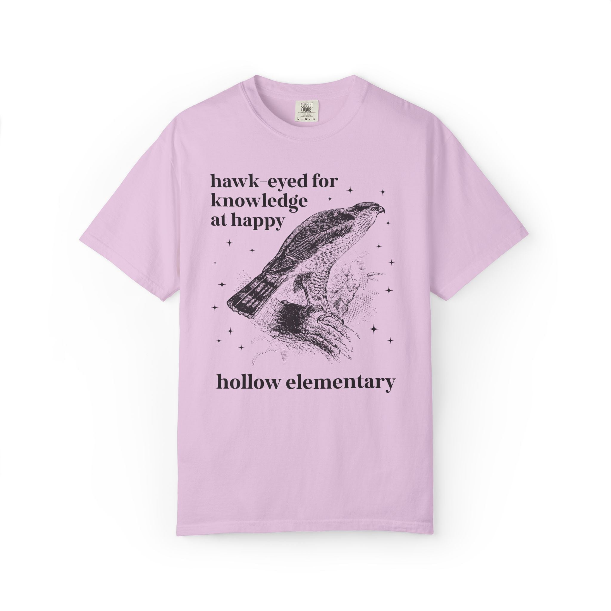 Happy Hollow Elementary School Tee Shirt: Hawk Eyed for Knowledge | FPS + Opal and June T-Shirt, Fayetteville Public Schools - Opal and June