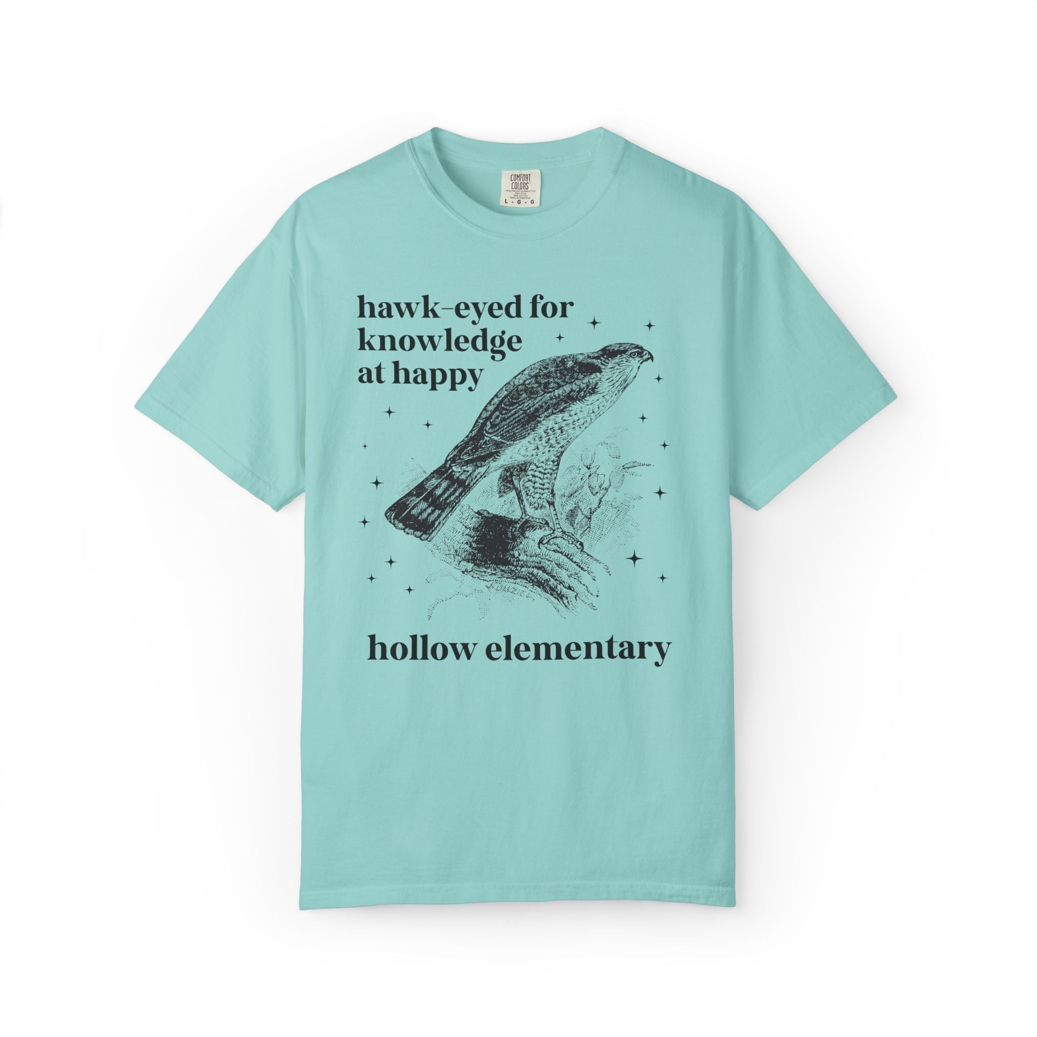 Happy Hollow Elementary School Tee Shirt: Hawk Eyed for Knowledge | FPS + Opal and June T-Shirt, Fayetteville Public Schools - Opal and June