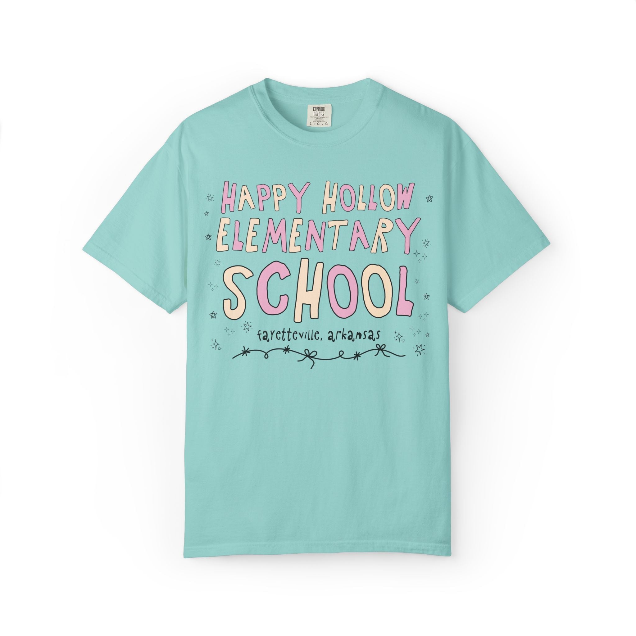 Happy Hollow Elementary School Tee Shirt: Pink and Beige - Opal and June