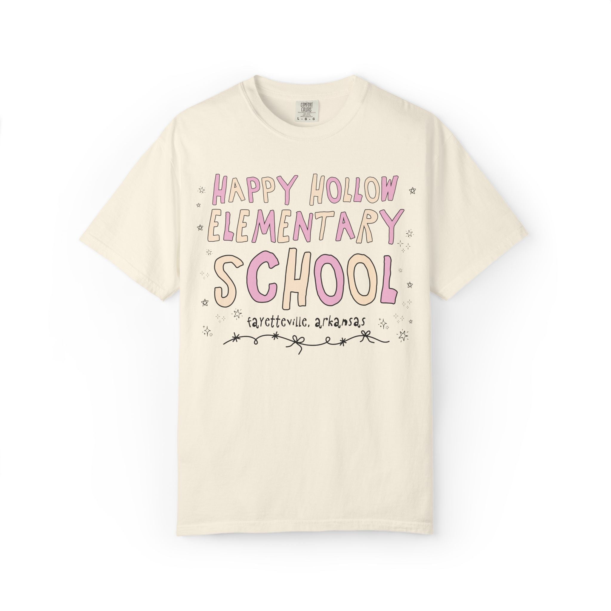 Happy Hollow Elementary School Tee Shirt: Pink and Beige - Opal and June