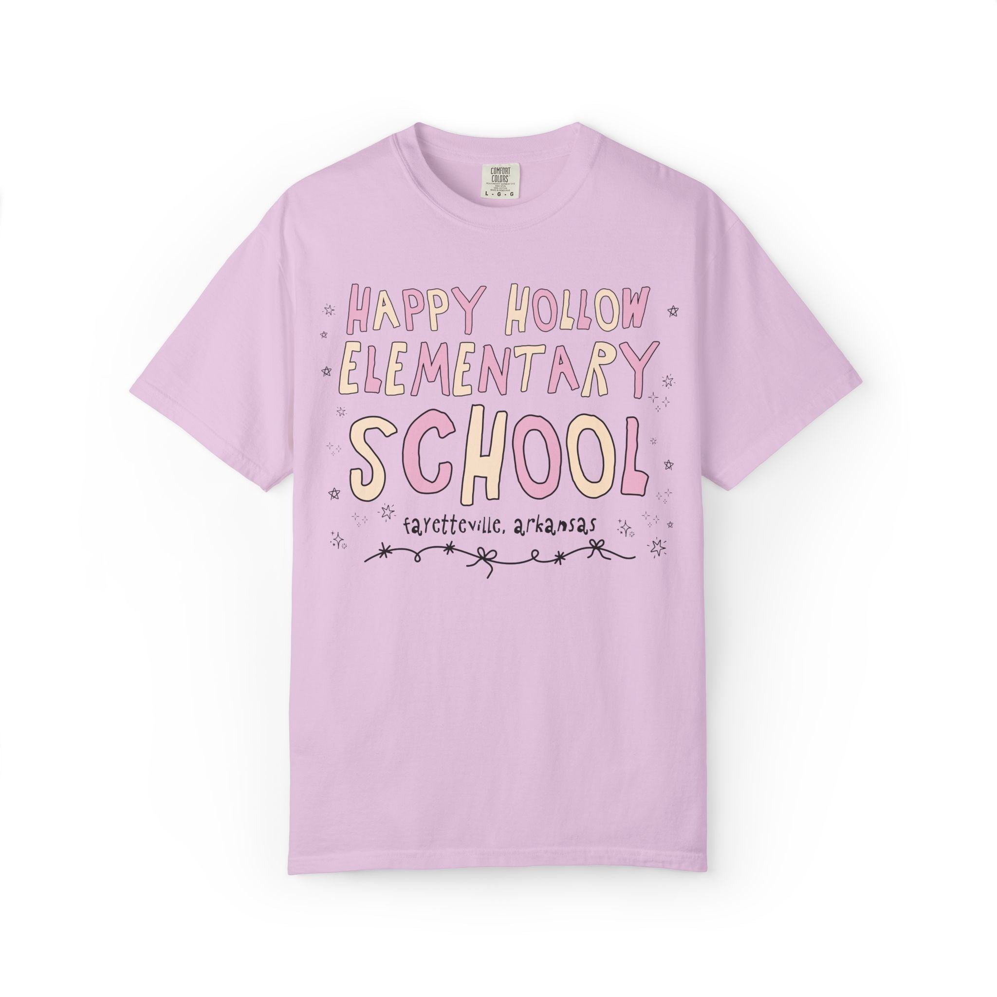 Happy Hollow Elementary School Tee Shirt: Pink and Beige - Opal and June