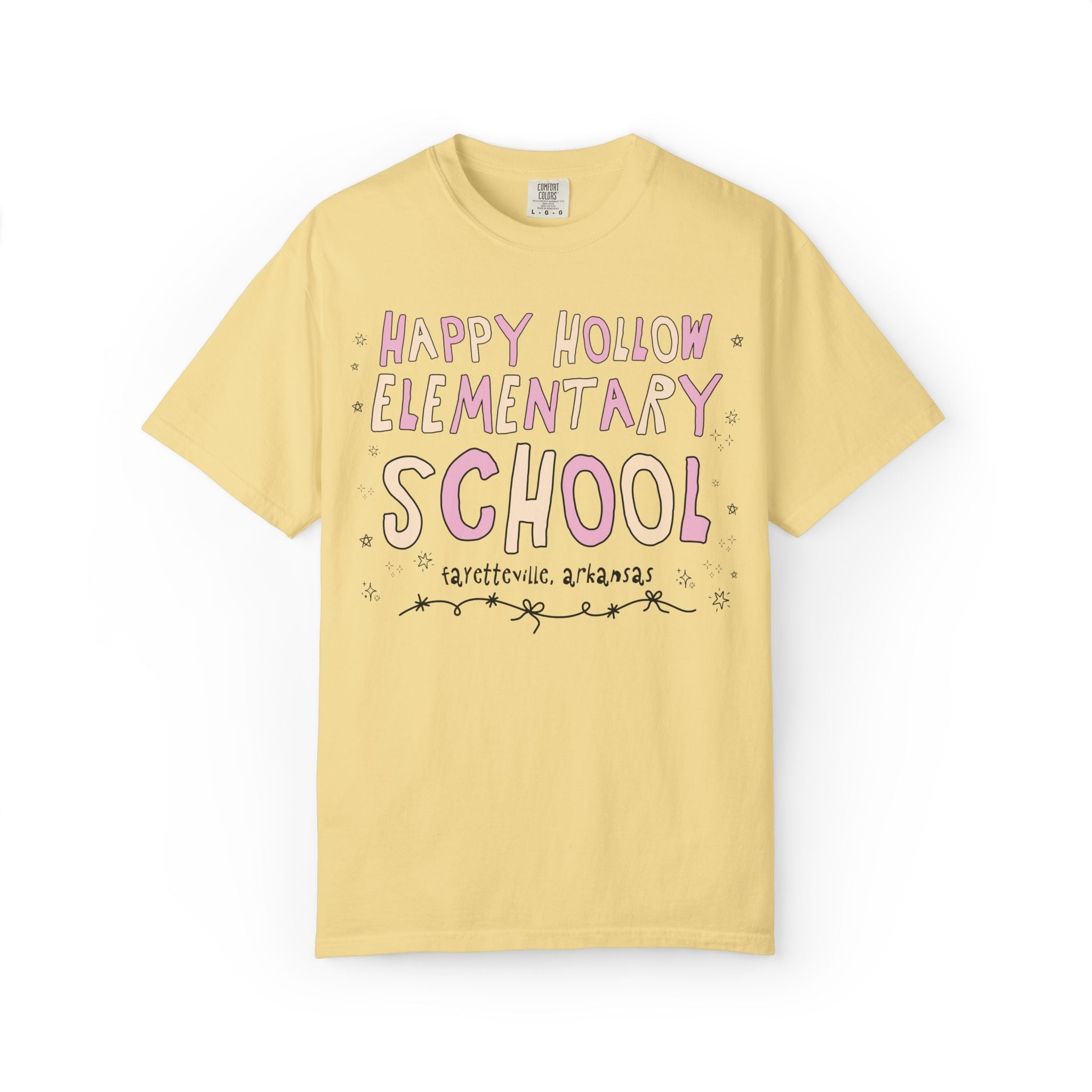 Happy Hollow Elementary School Tee Shirt: Pink and Beige - Opal and June