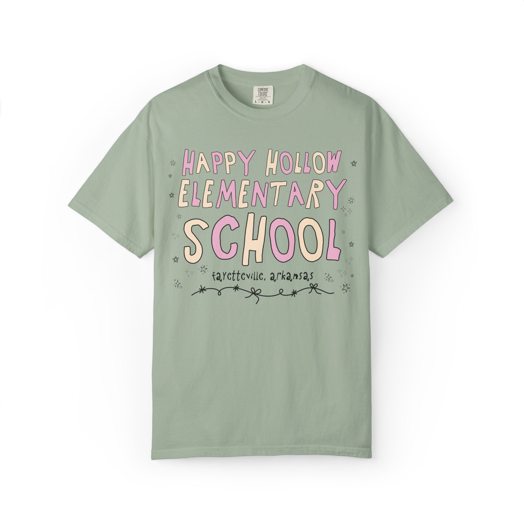 Happy Hollow Elementary School Tee Shirt: Pink and Beige - Opal and June