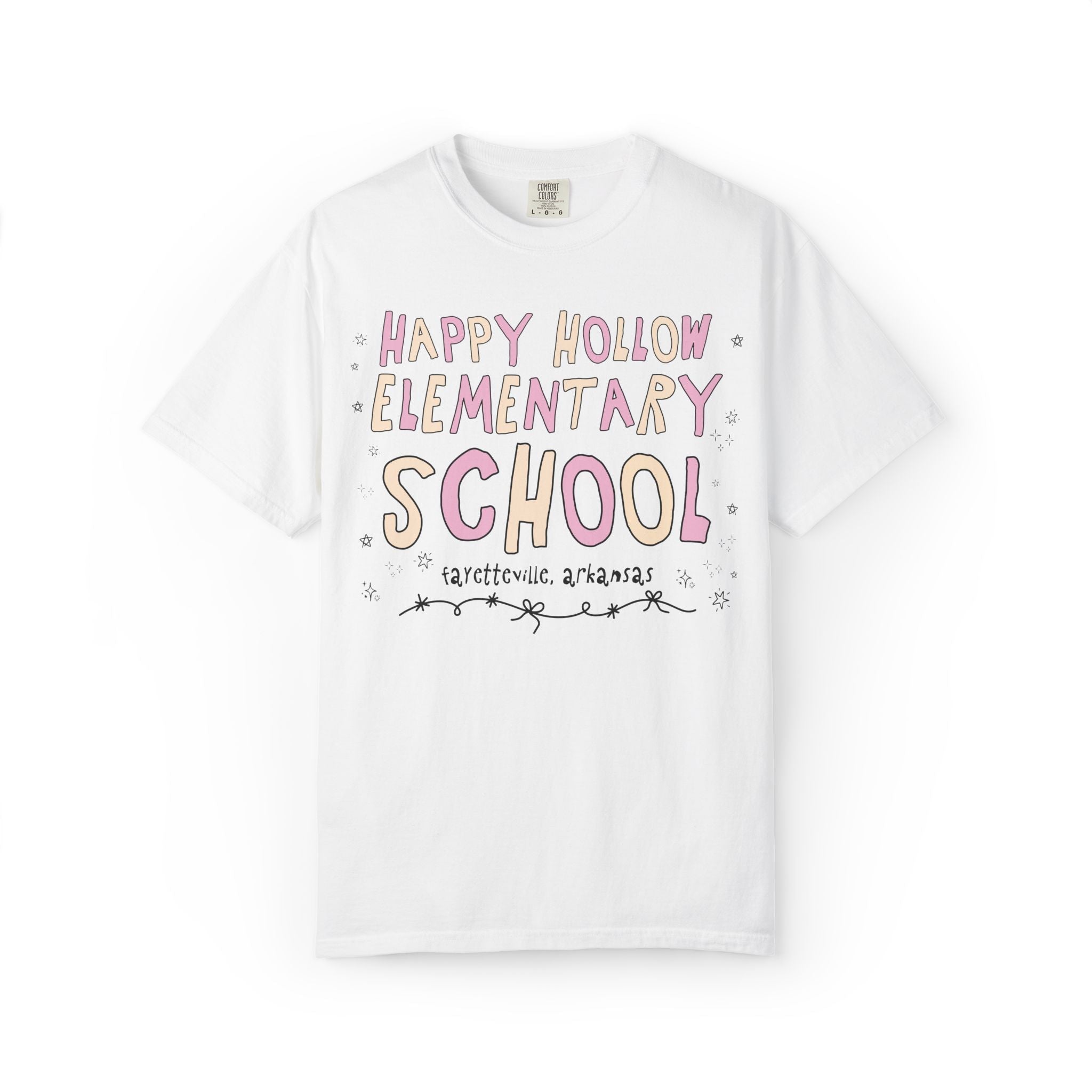 Happy Hollow Elementary School Tee Shirt: Pink and Beige - Opal and June