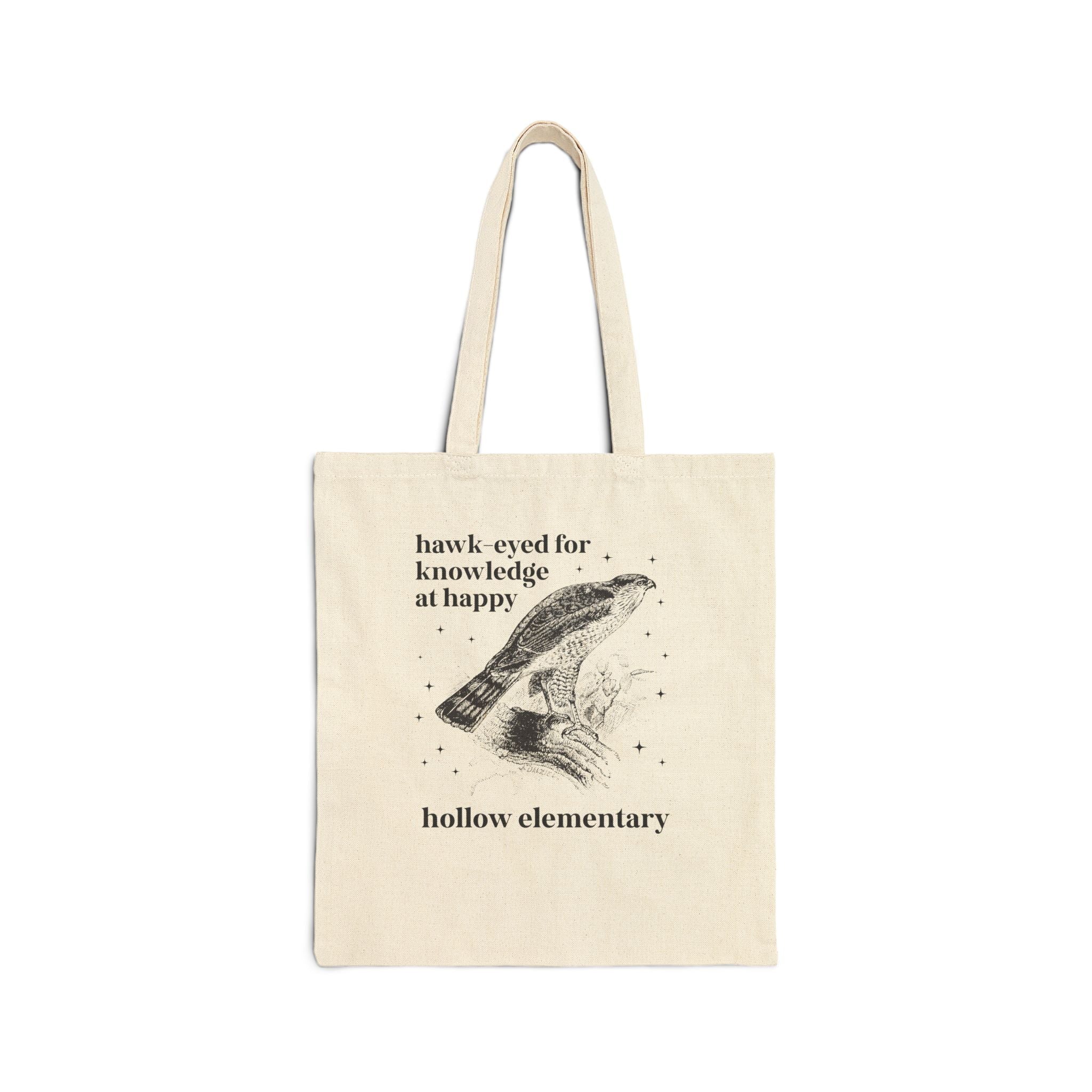 Happy Hollow Elementary School Tote Bag: Hawk Eyed for Knowledge | FPS + Opal and June Tote Bag, Fayetteville Public Schools - Opal and June