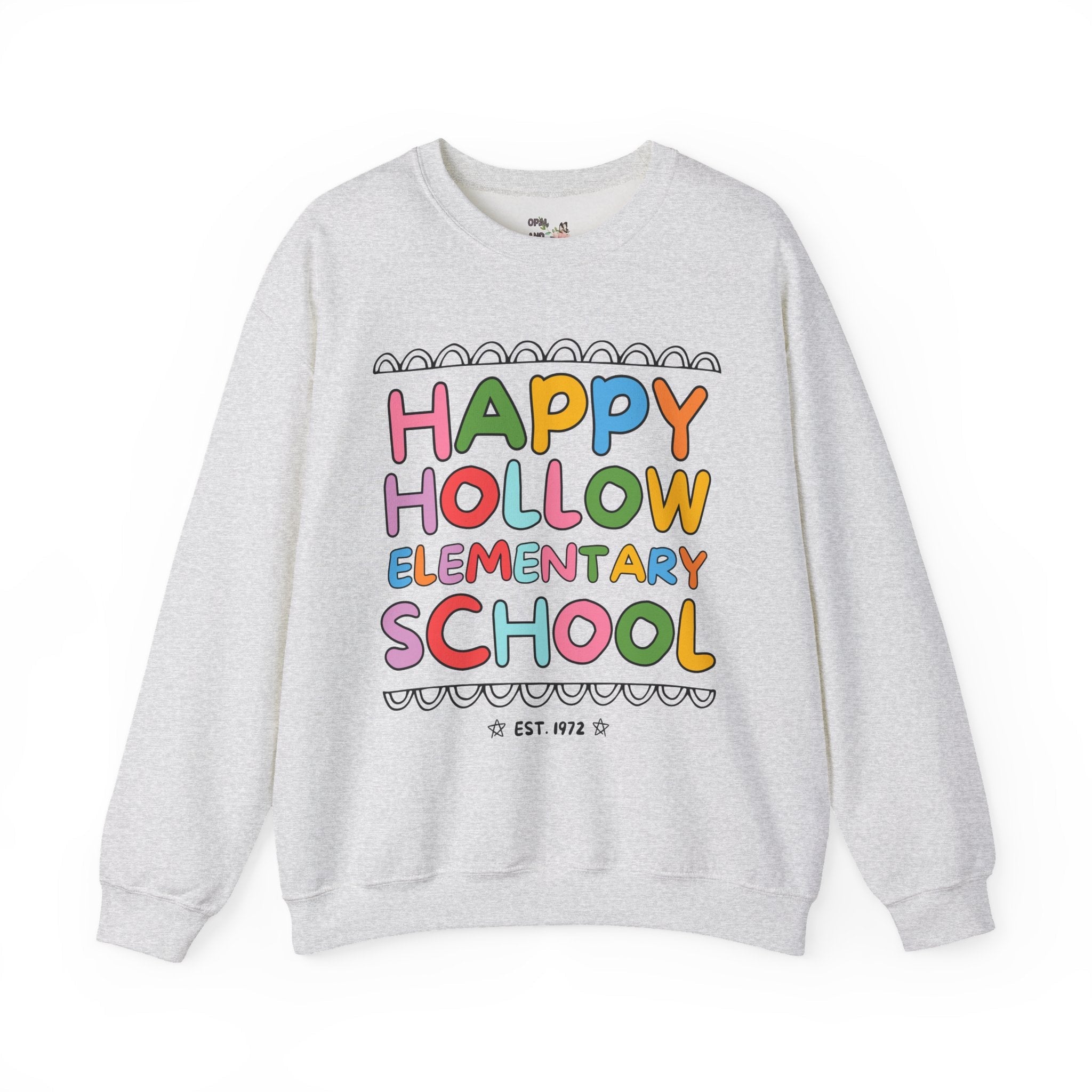 Happy Hollow Elementary Sweatshirt: Rainbow Letters - Opal and June