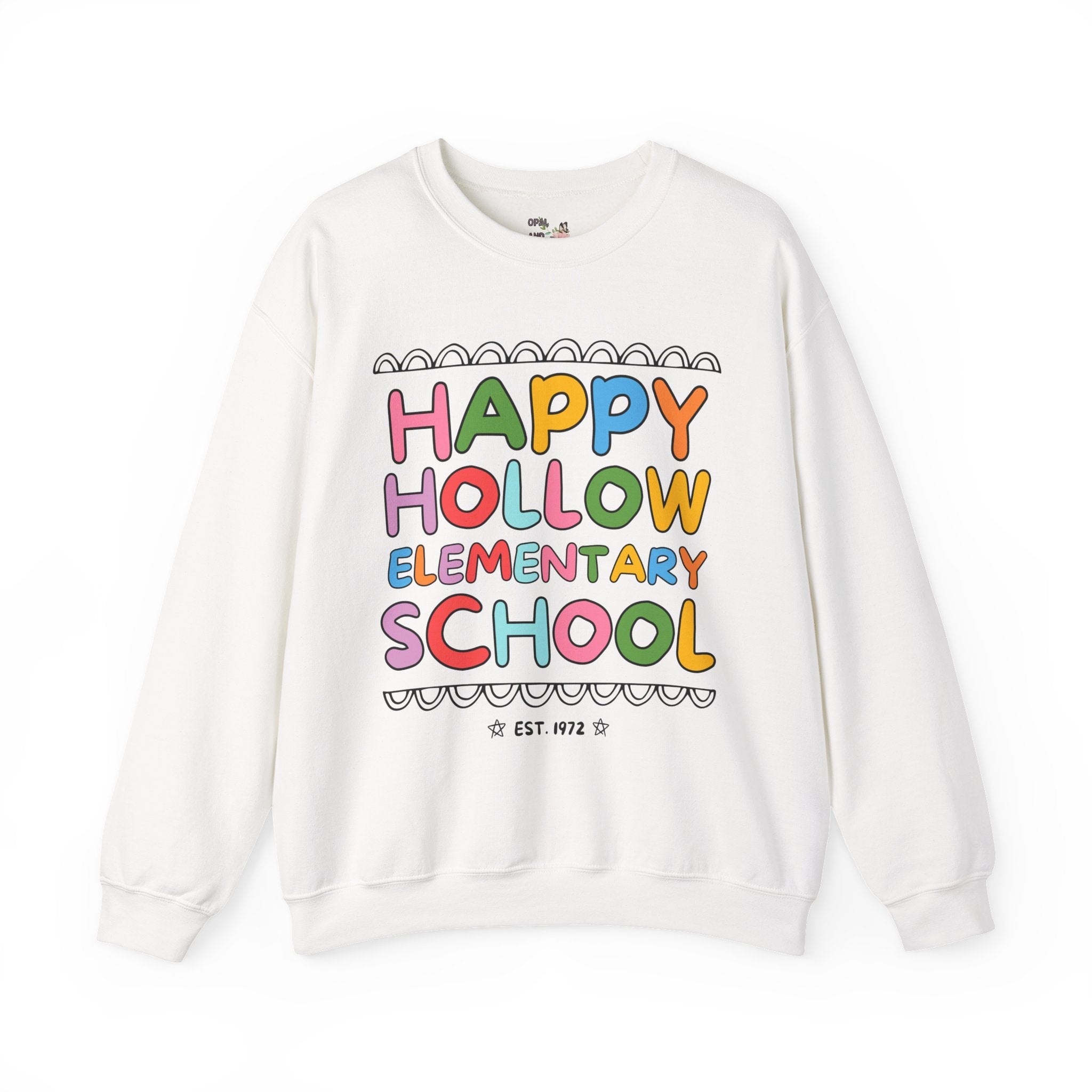 Happy Hollow Elementary Sweatshirt: Rainbow Letters - Opal and June