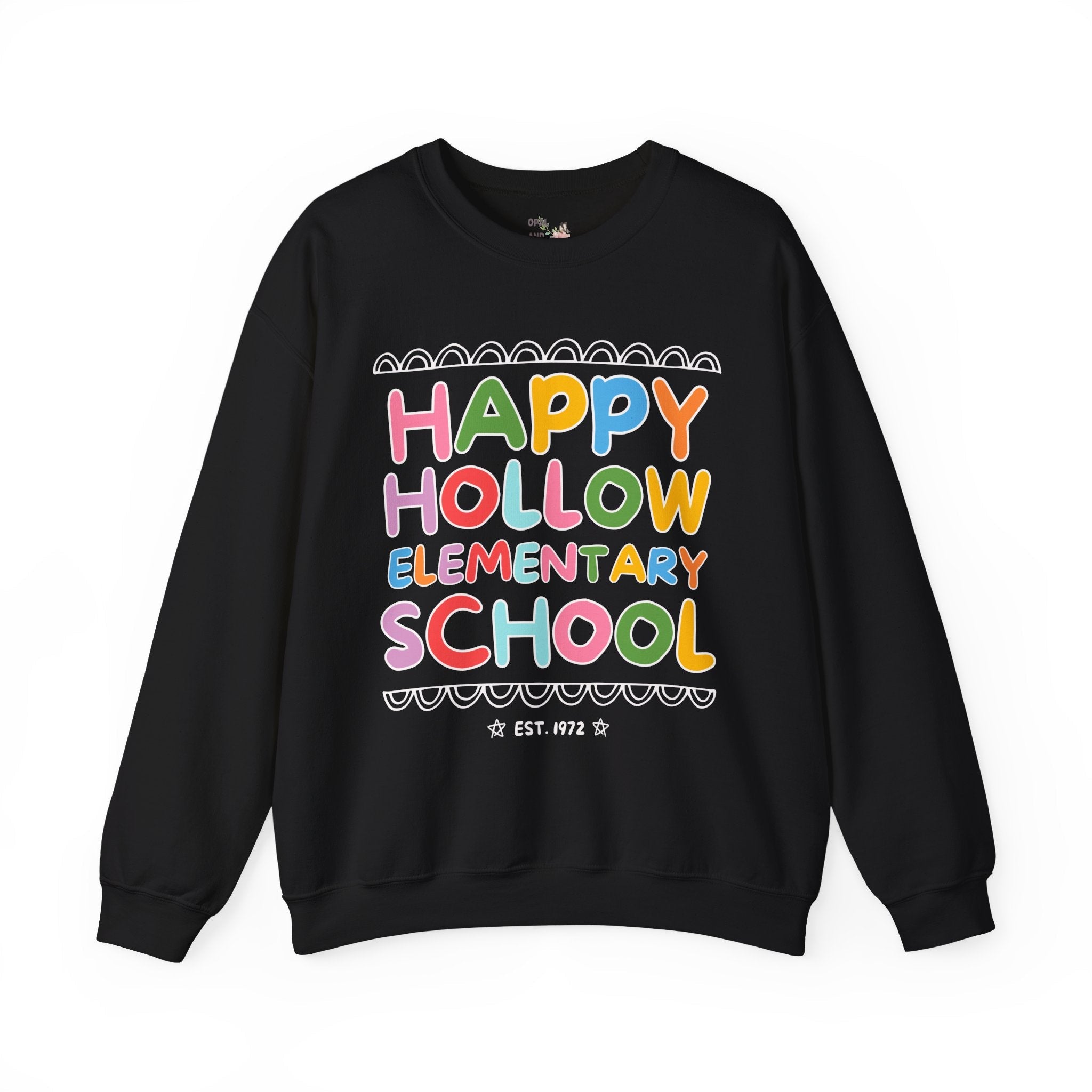 Happy Hollow Elementary Sweatshirt: Rainbow Letters - Opal and June