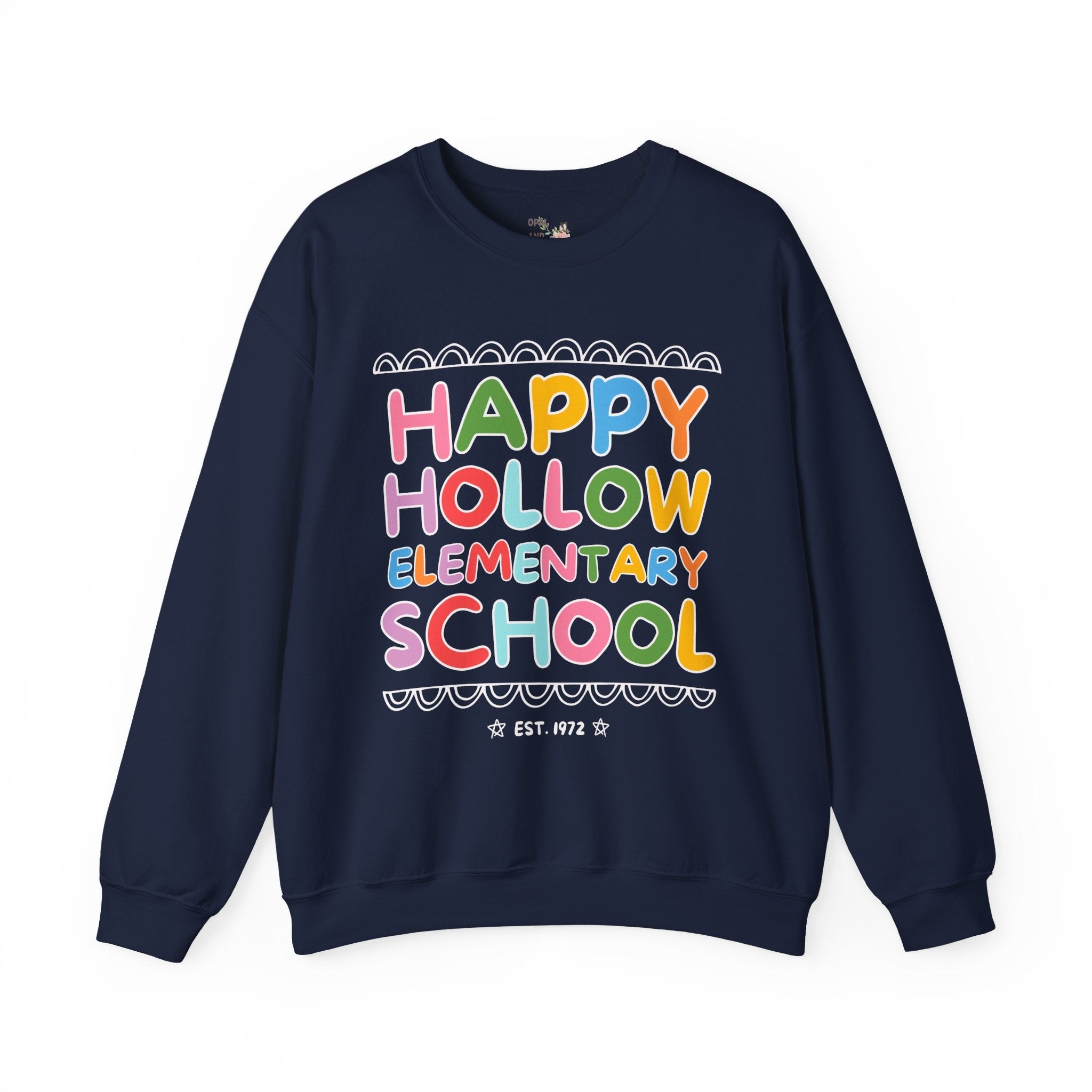 Happy Hollow Elementary Sweatshirt: Rainbow Letters - Opal and June