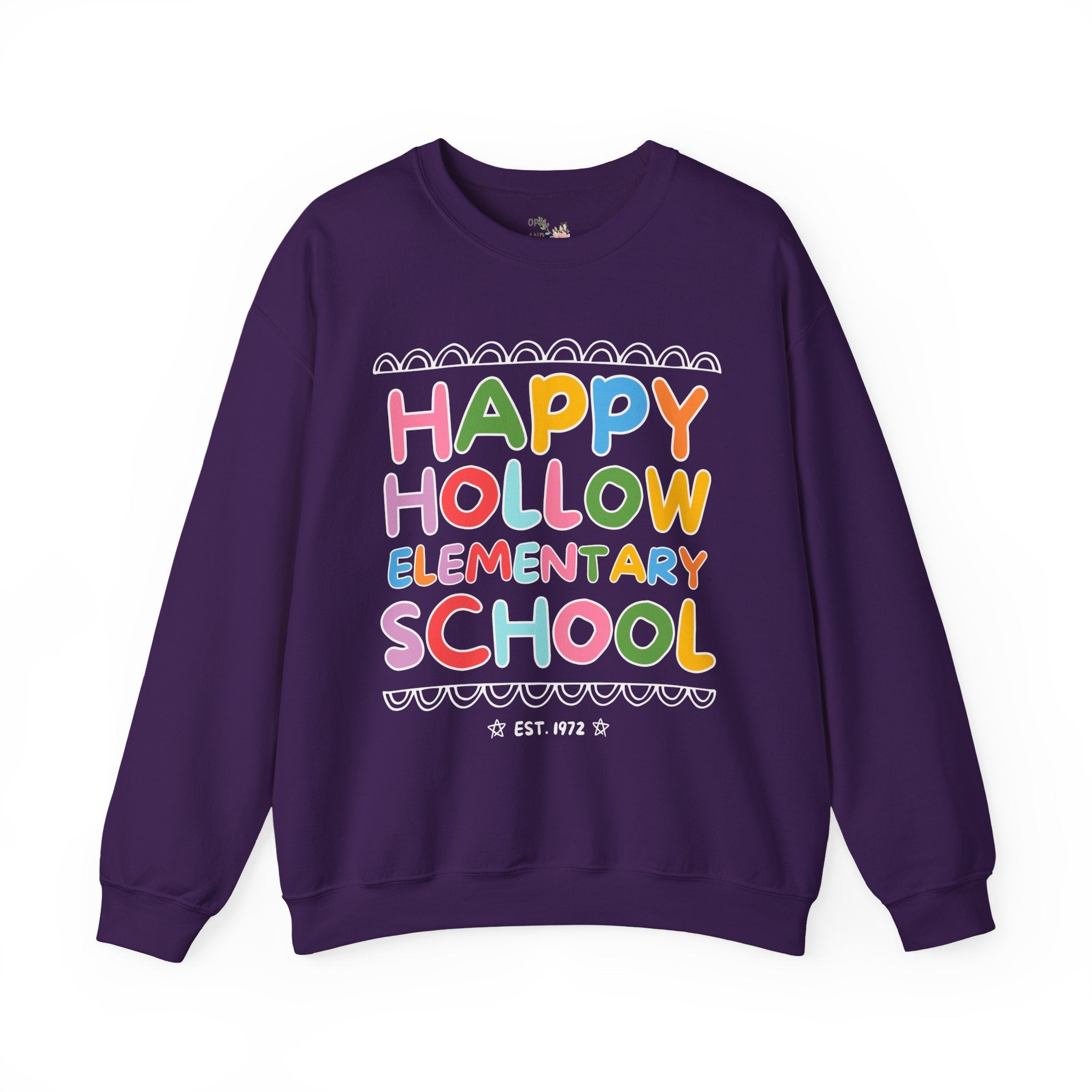 Happy Hollow Elementary Sweatshirt: Rainbow Letters - Opal and June