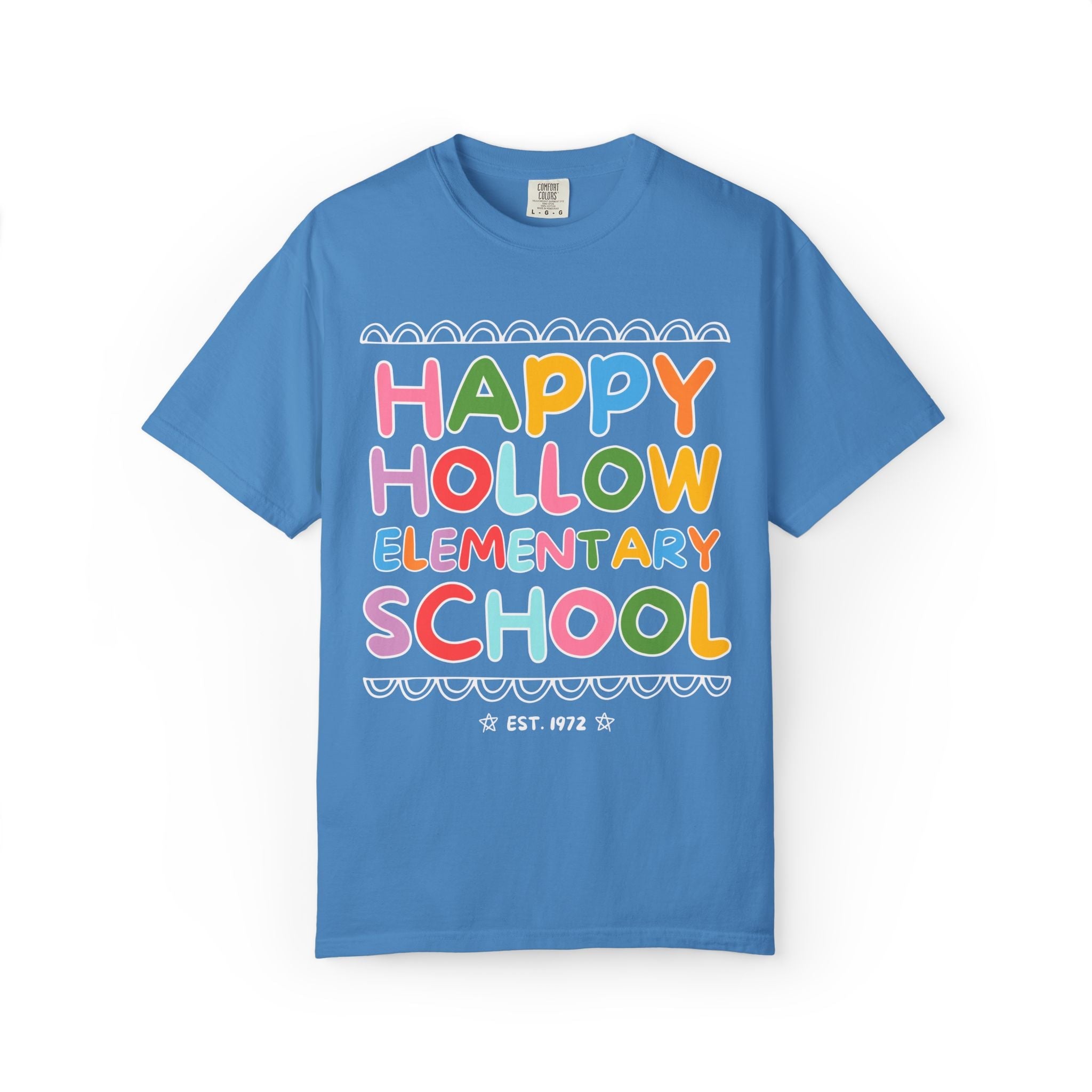 Happy Hollow Elementary Tee Shirt: Rainbow Letters - Opal and June