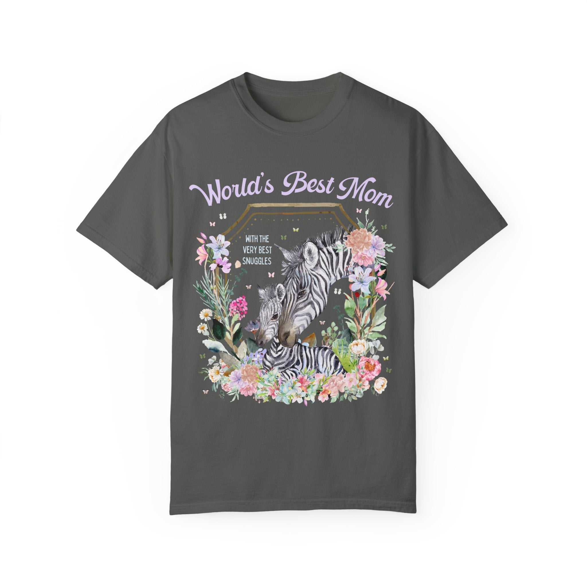 Happy Mothers Day Tee Shirt for Toddler Mom: Worlds Best Mom | Shirt for Animal Lover with Zebras, Cottagecore Floral Gift for Mom - Opal and June