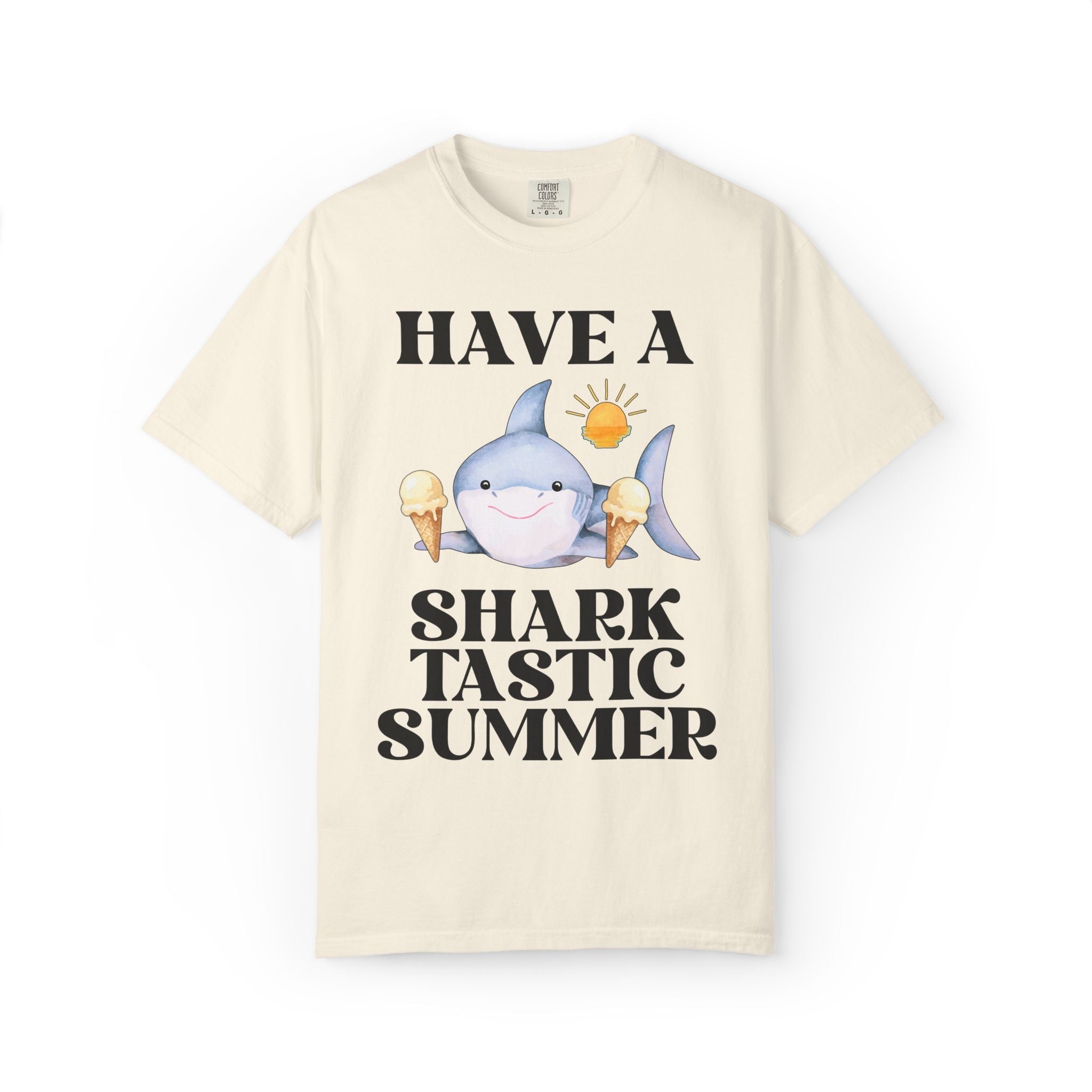 Have a Sharktastic Summer T-Shirt: Funny Last Day of School Matching Teacher Tee with Shark Holding Ice Cream, Silly End of School Year Tee - Opal and June