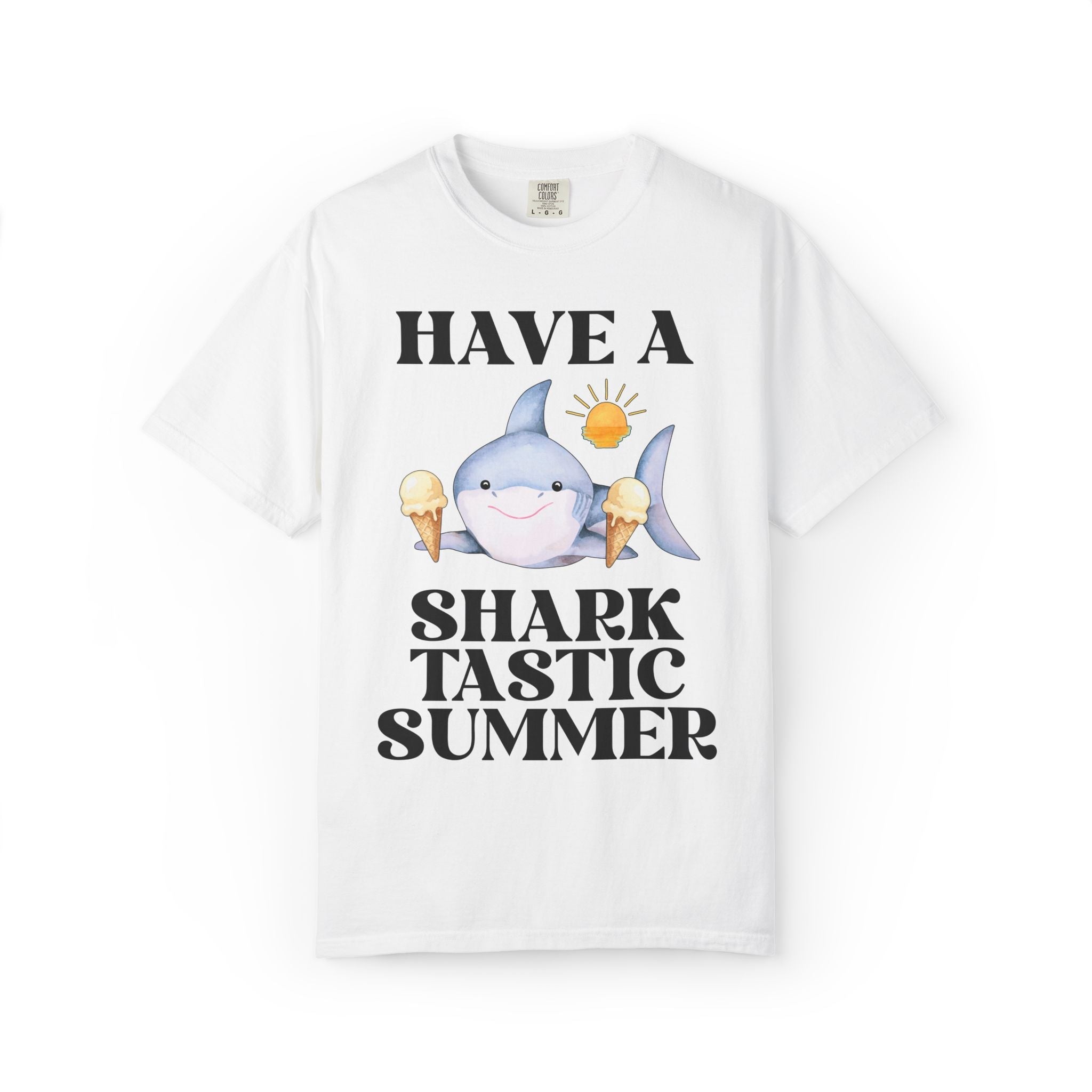 Have a Sharktastic Summer T-Shirt: Funny Last Day of School Matching Teacher Tee with Shark Holding Ice Cream, Silly End of School Year Tee - Opal and June