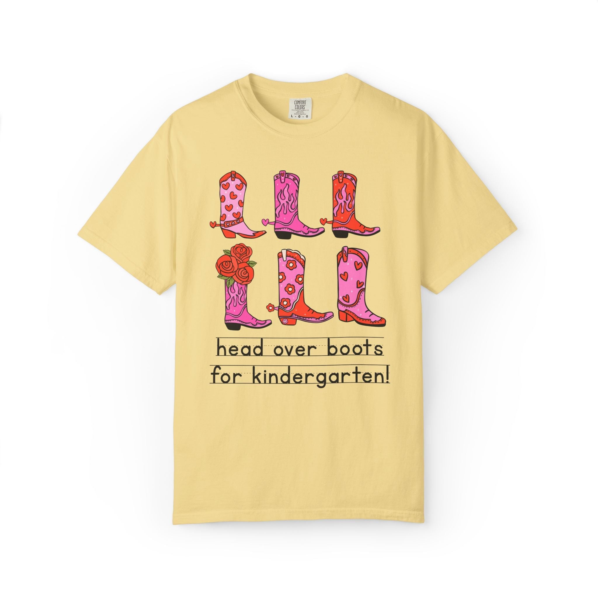 Head Over Boots for Kindergarten: Valentine's Day Matching Teacher T-Shirt with Western Aesthetic, Colorful and Nostalgic Teacher Tees - Opal and June
